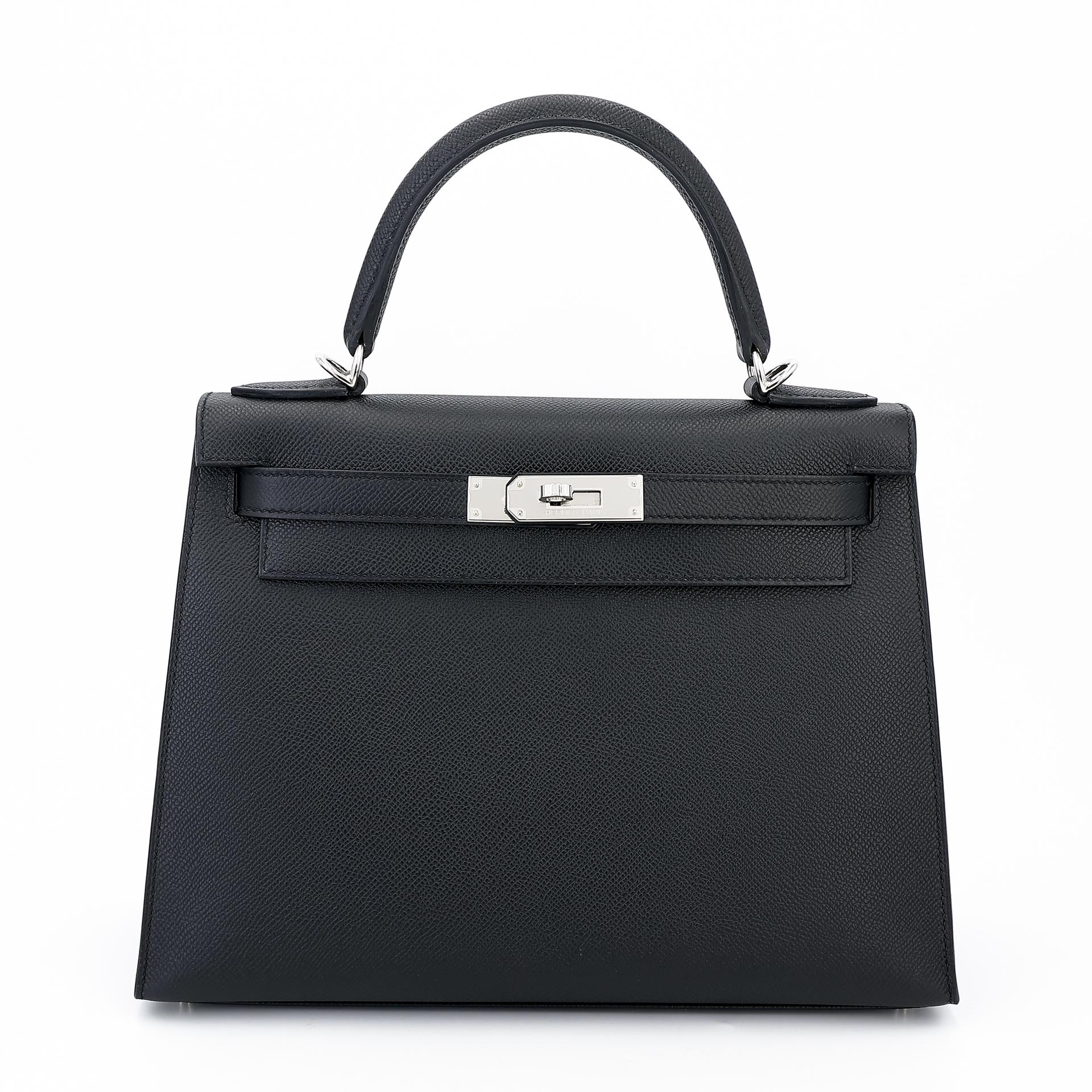 Brand New ( Rank N ) HERMÈS Kelly 28 Sellier Black (89) Epsom Palladium hardware W (2024) - 1
