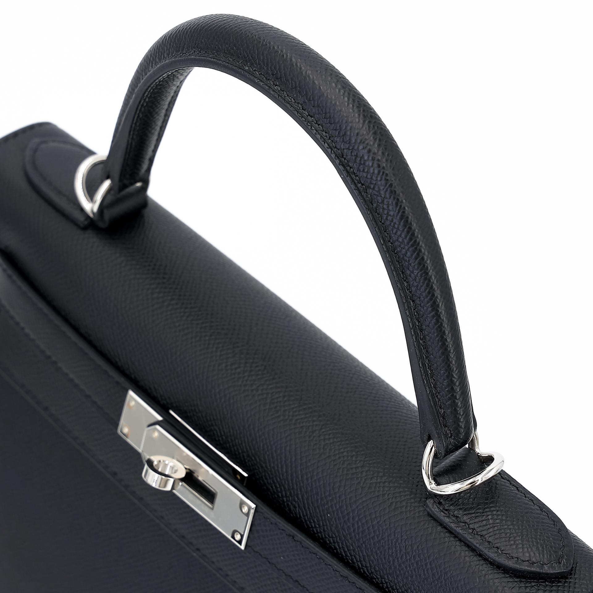 Brand New ( Rank N ) HERMÈS Kelly 28 Sellier Black (89) Epsom Palladium hardware W (2024) - 3