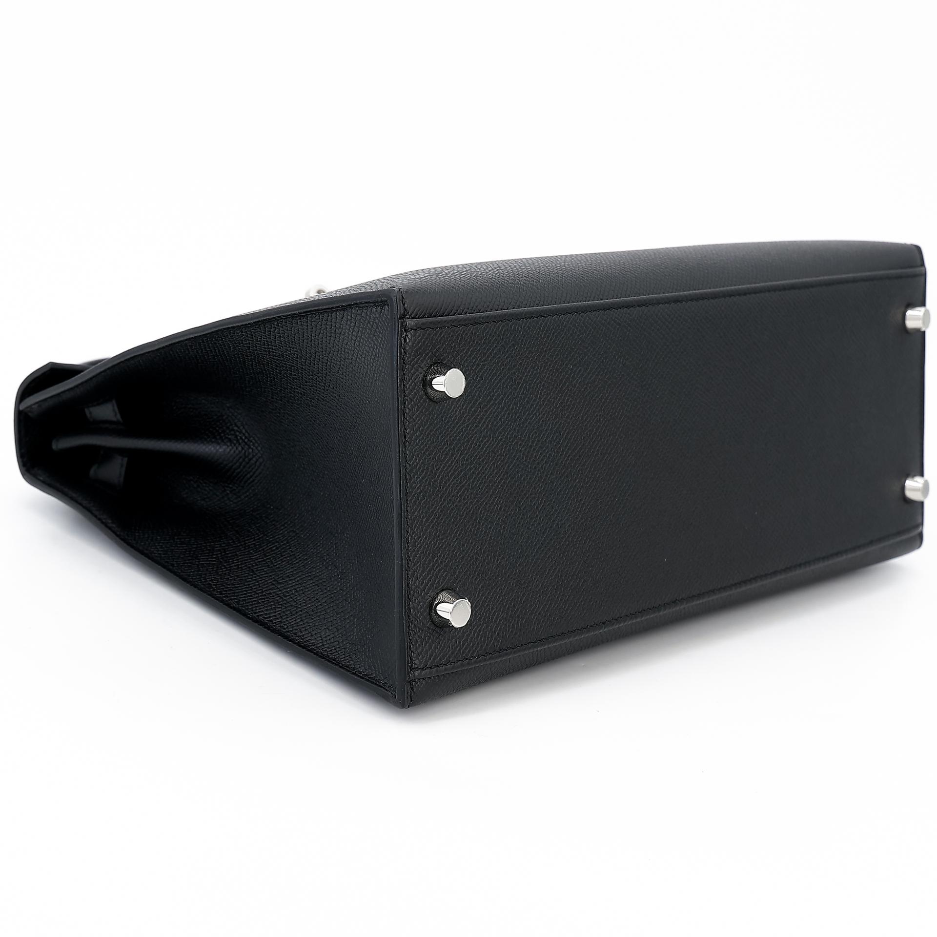 Brand New ( Rank N ) HERMÈS Kelly 28 Sellier Black (89) Epsom Palladium hardware W (2024) - 5