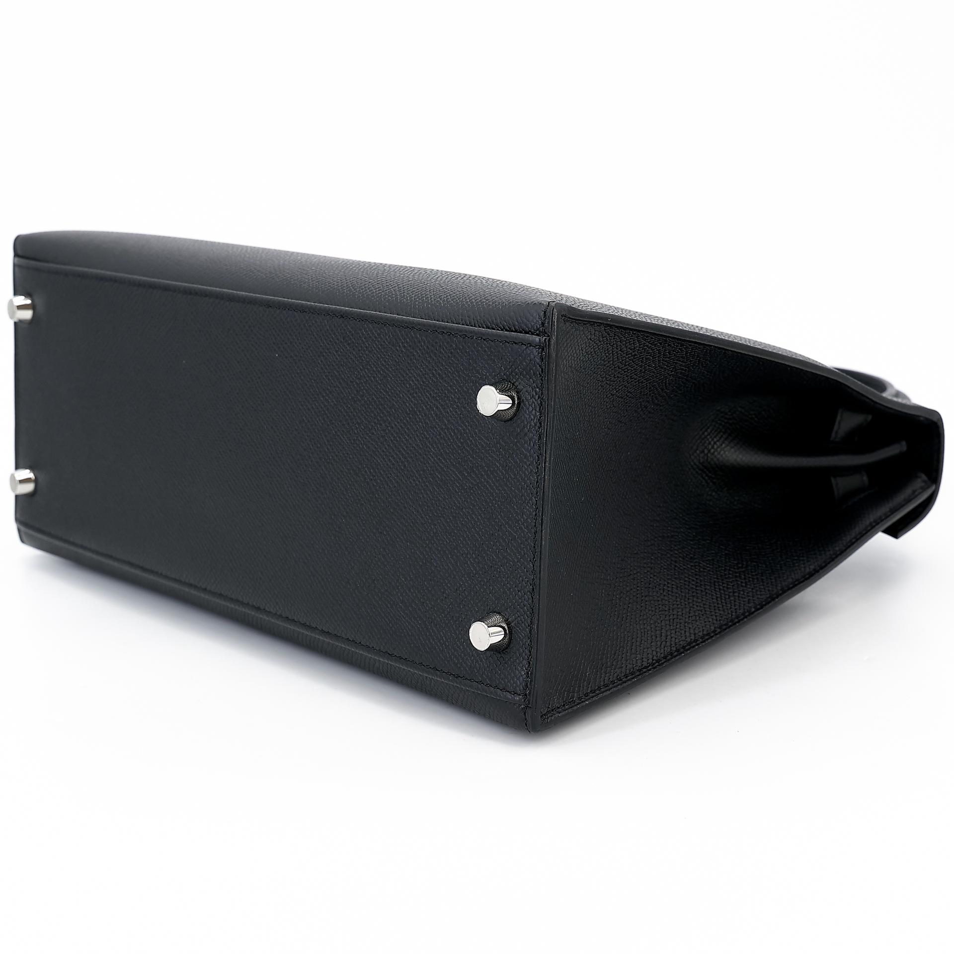 Brand New ( Rank N ) HERMÈS Kelly 28 Sellier Black (89) Epsom Palladium hardware W (2024) - 6