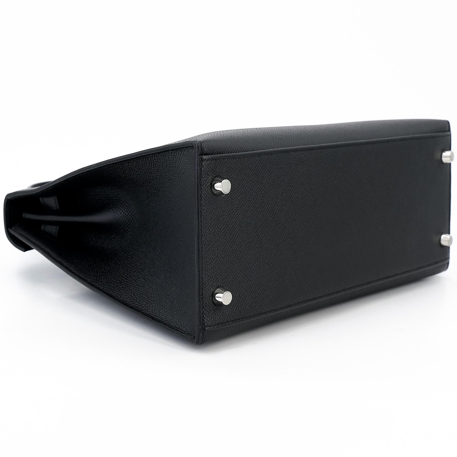 Brand New ( Rank N ) HERMÈS Kelly 28 Sellier Black (89) Epsom Palladium hardware W (2024) - 7
