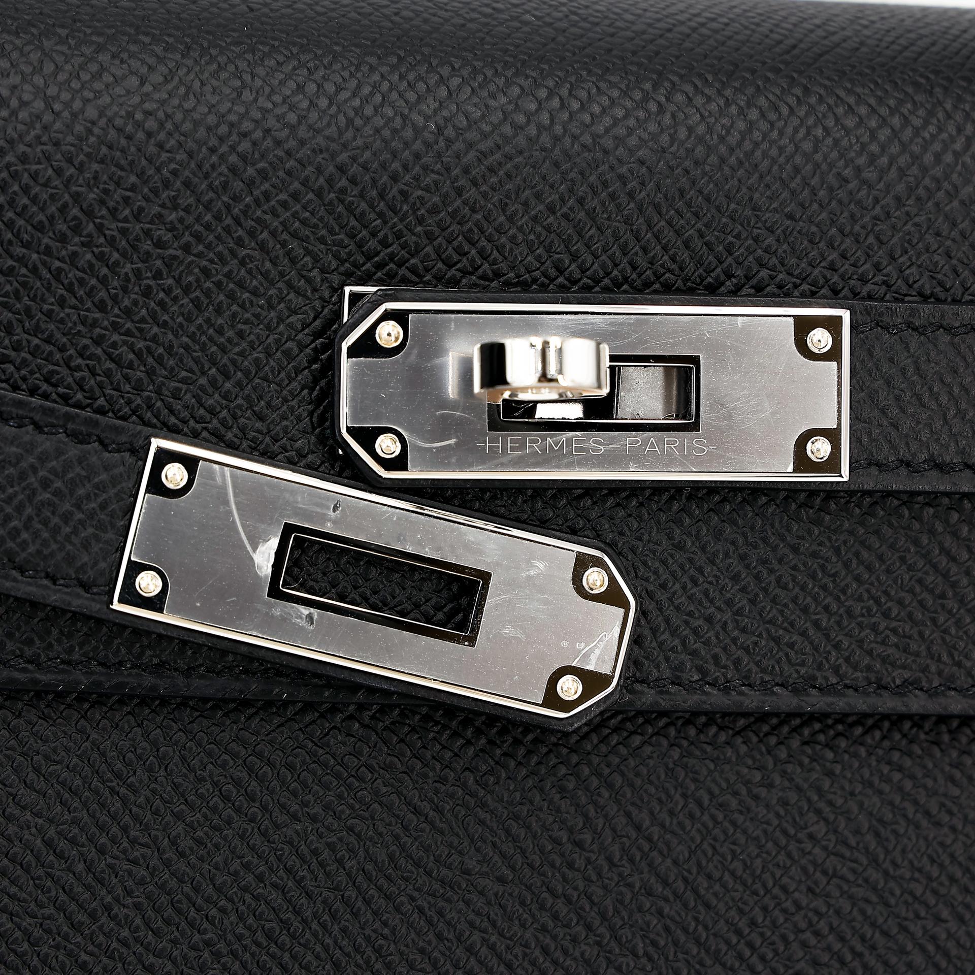 Brand New ( Rank N ) HERMÈS Kelly 28 Sellier Black (89) Epsom Palladium hardware W (2024) - 9
