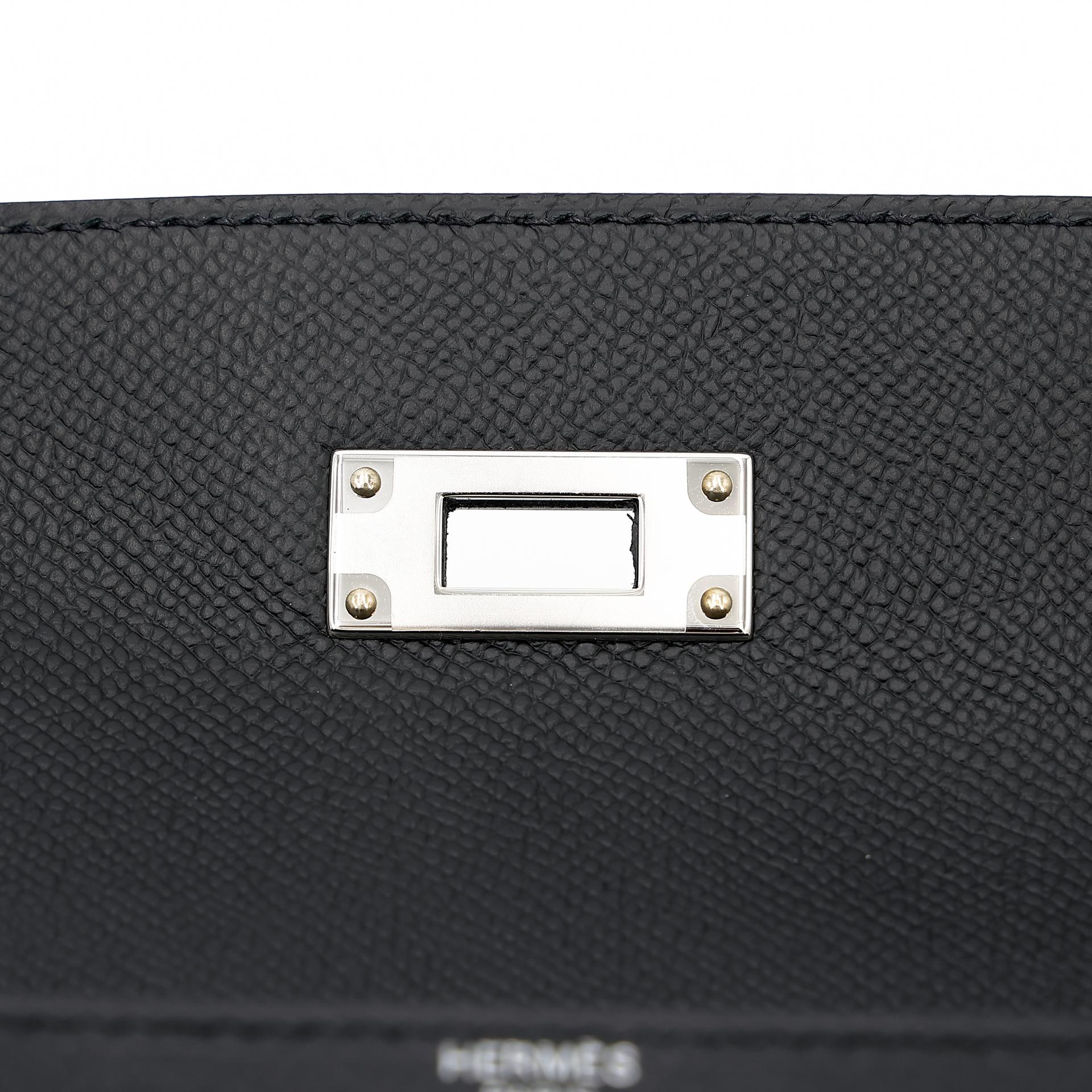 Brand New ( Rank N ) HERMÈS Kelly 28 Sellier Black (89) Epsom Palladium hardware W (2024) - 11