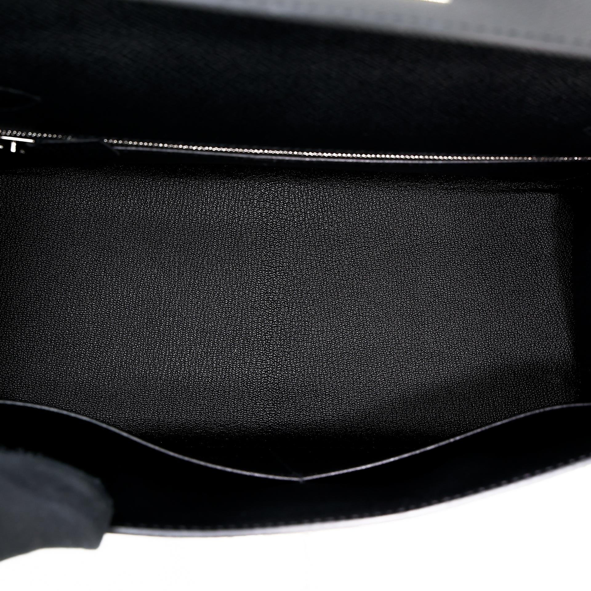 Brand New ( Rank N ) HERMÈS Kelly 28 Sellier Black (89) Epsom Palladium hardware W (2024) - 13