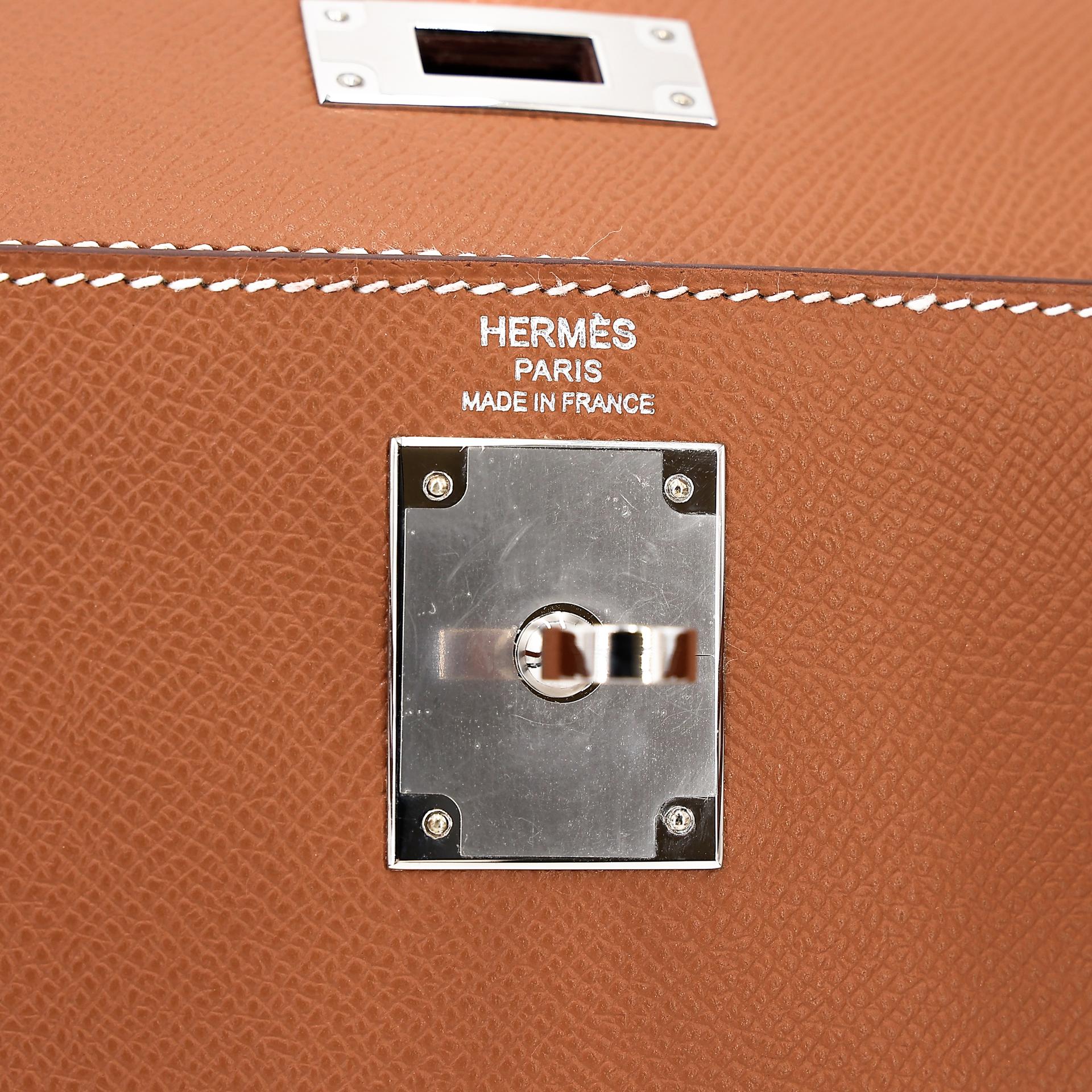 Excellent ( Rank SA ) HERMÈS Kelly 28 Sellier Gold (37) Epsom Palladium hardware B (2023) - 20