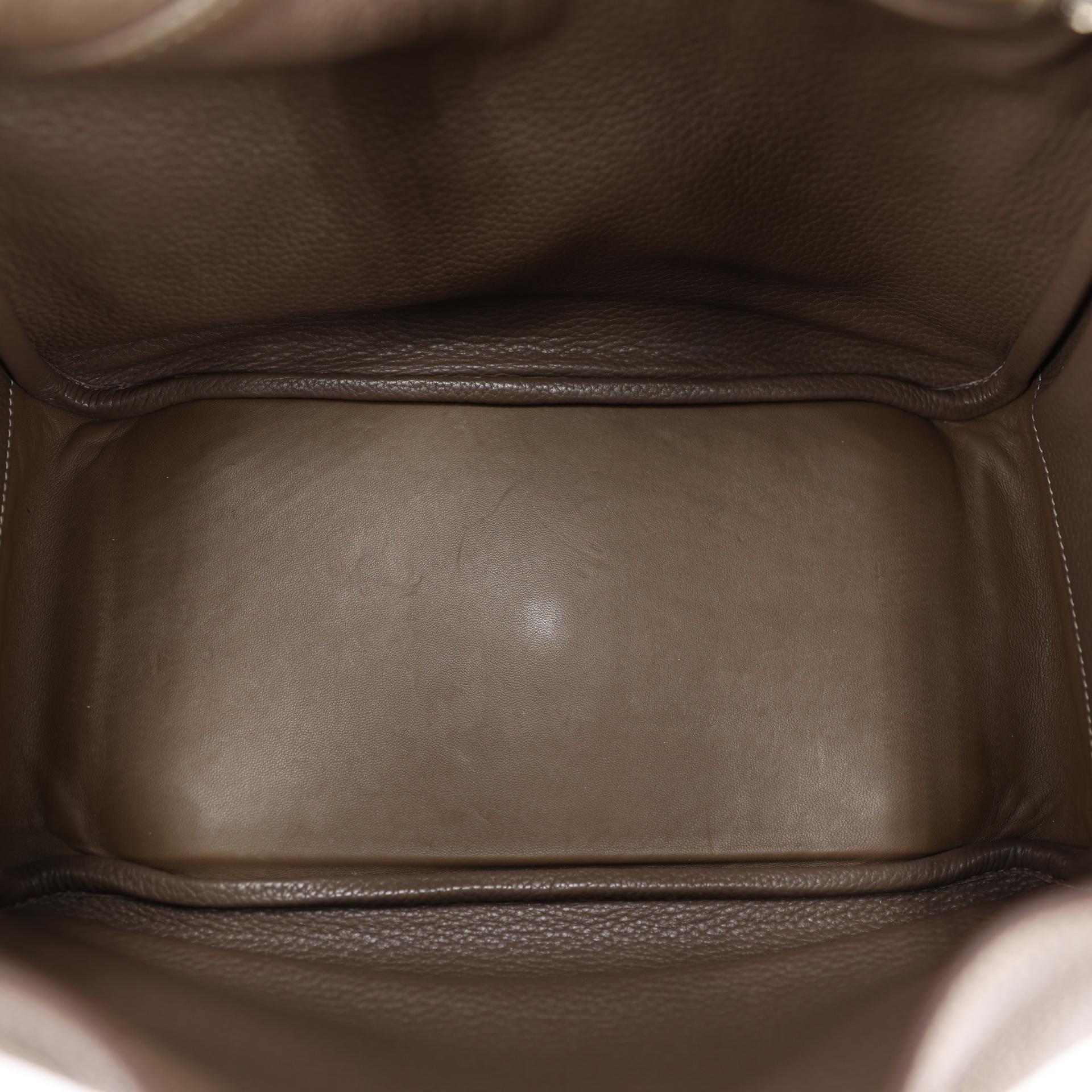 Good ( Rank AB) HERMÈS Lindy 30 Etoupe (18) Clemence Palladium hardware Square Q (2013) - 12