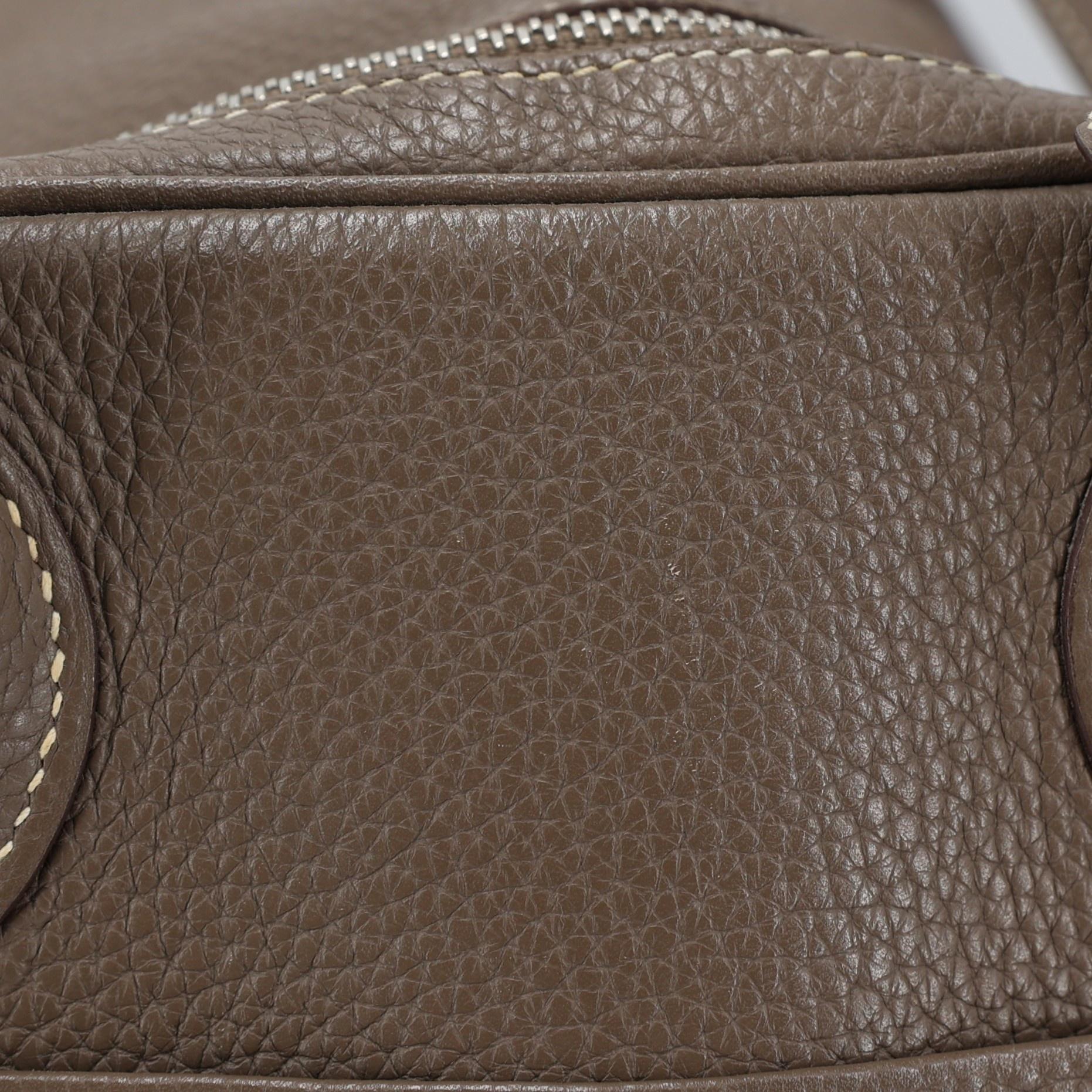 Good ( Rank AB) HERMÈS Lindy 30 Etoupe (18) Clemence Palladium hardware Square Q (2013) - 14