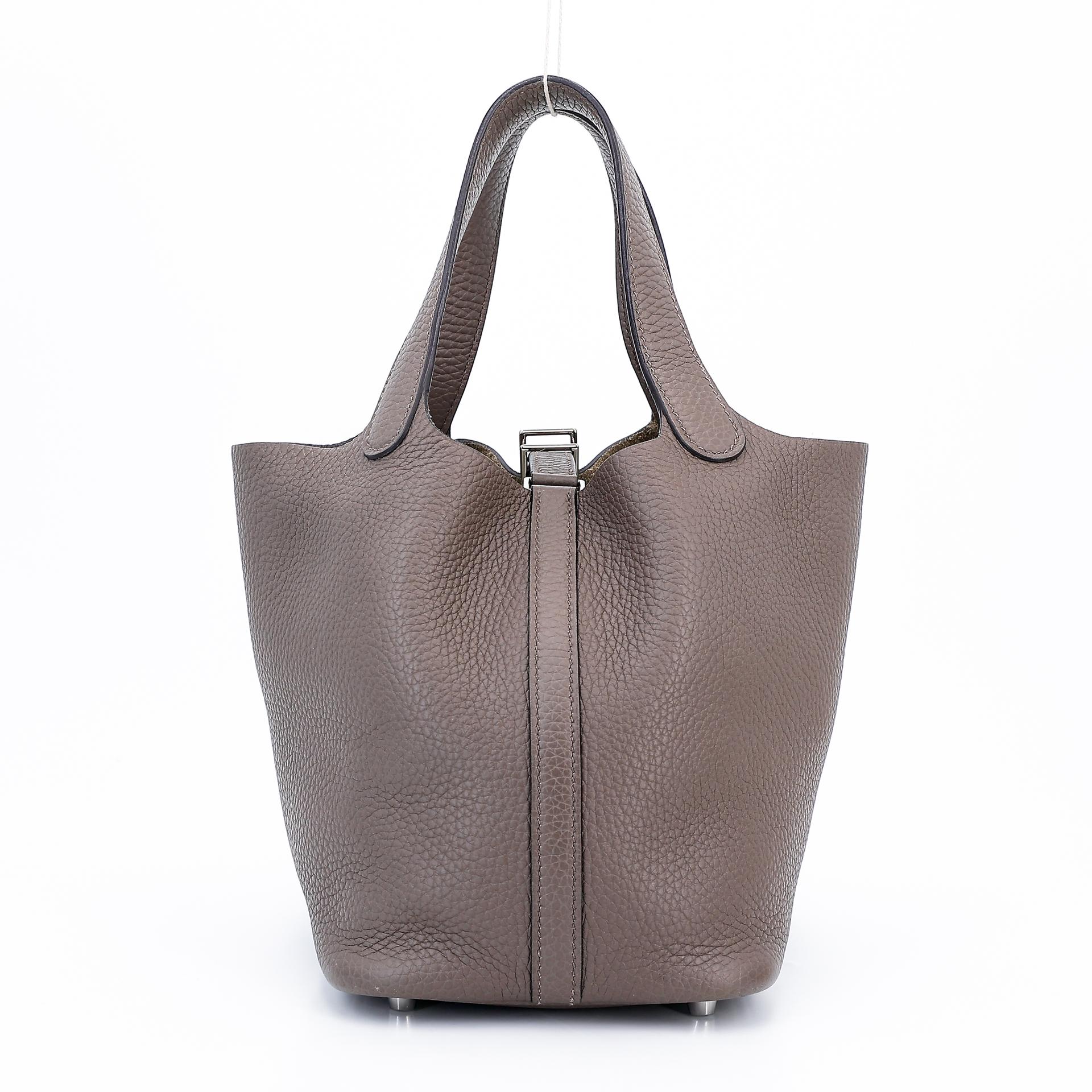 Very Good ( Rank A) HERMÈS Picotin Lock PM Etain (8F) Clemence Palladium hardware Y (2020) - 2
