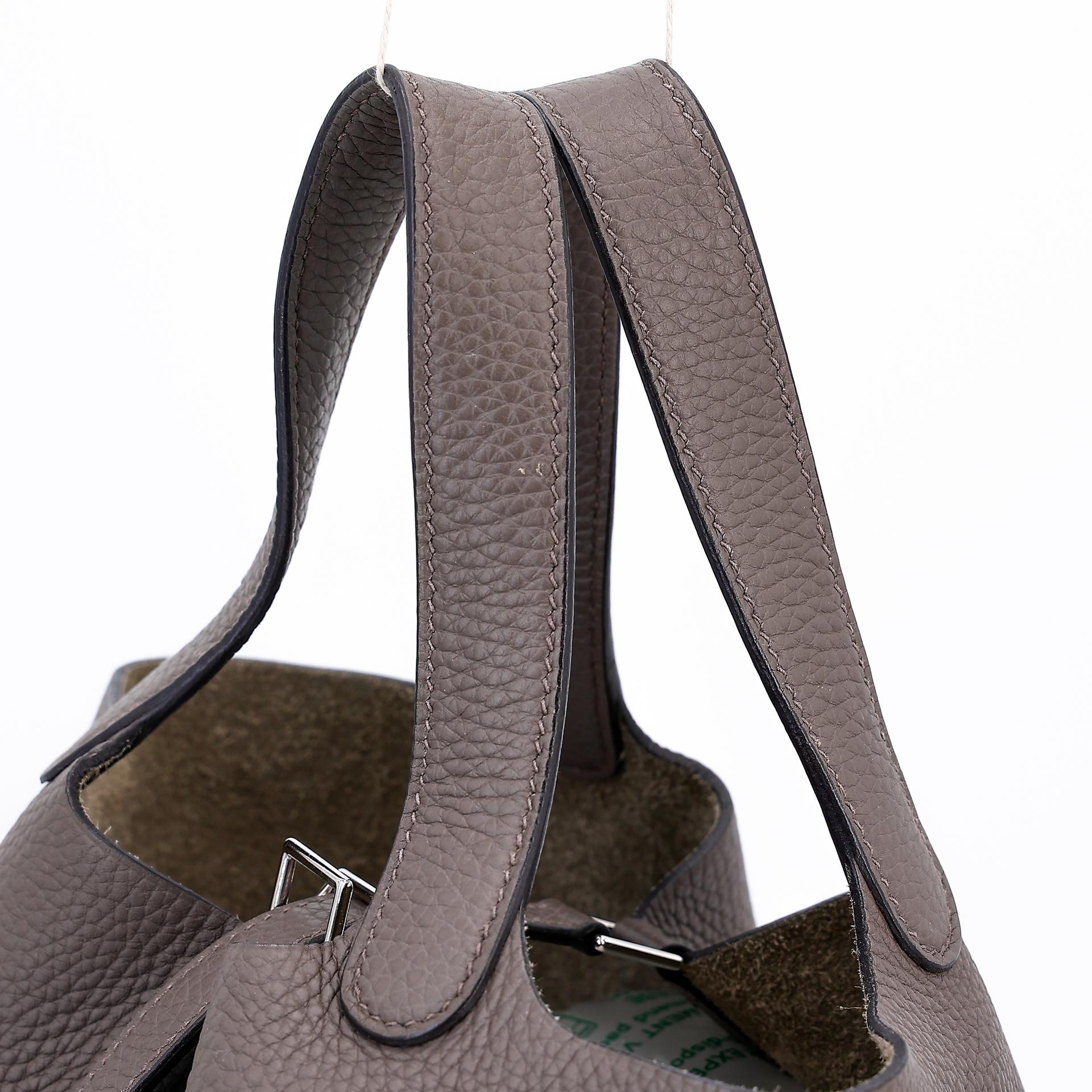 Very Good ( Rank A) HERMÈS Picotin Lock PM Etain (8F) Clemence Palladium hardware Y (2020) - 5
