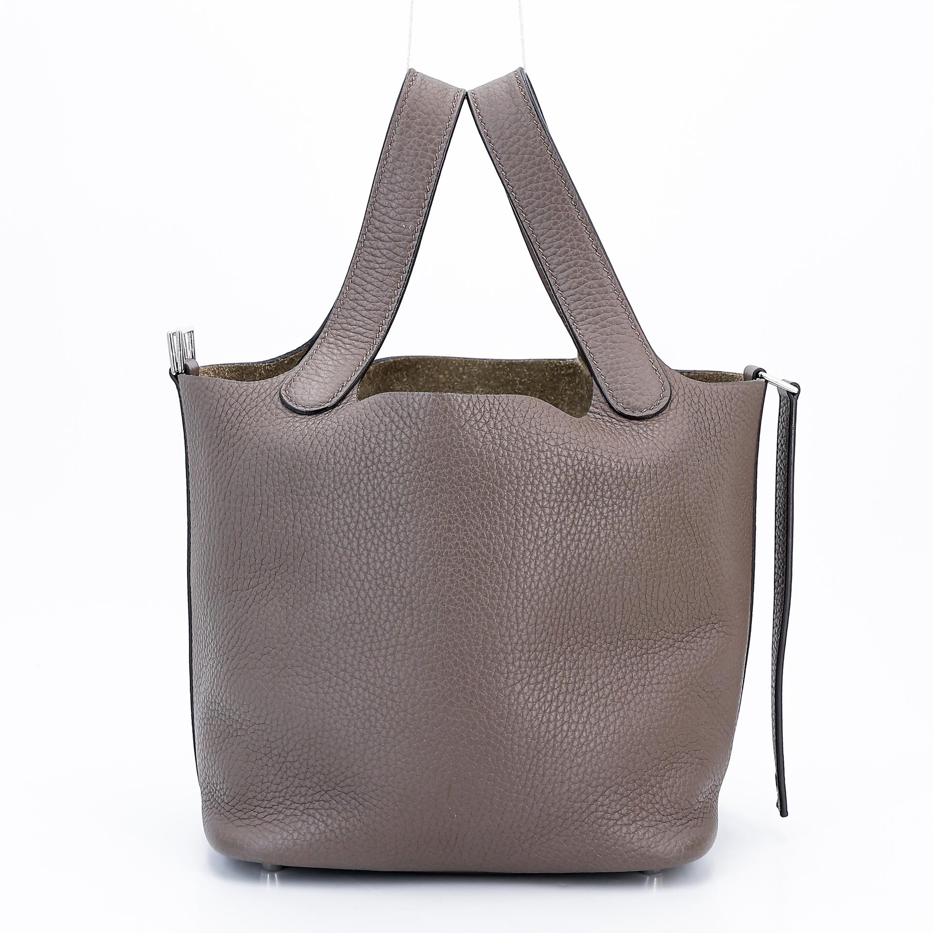 Very Good ( Rank A) HERMÈS Picotin Lock PM Etain (8F) Clemence Palladium hardware Y (2020) - 3