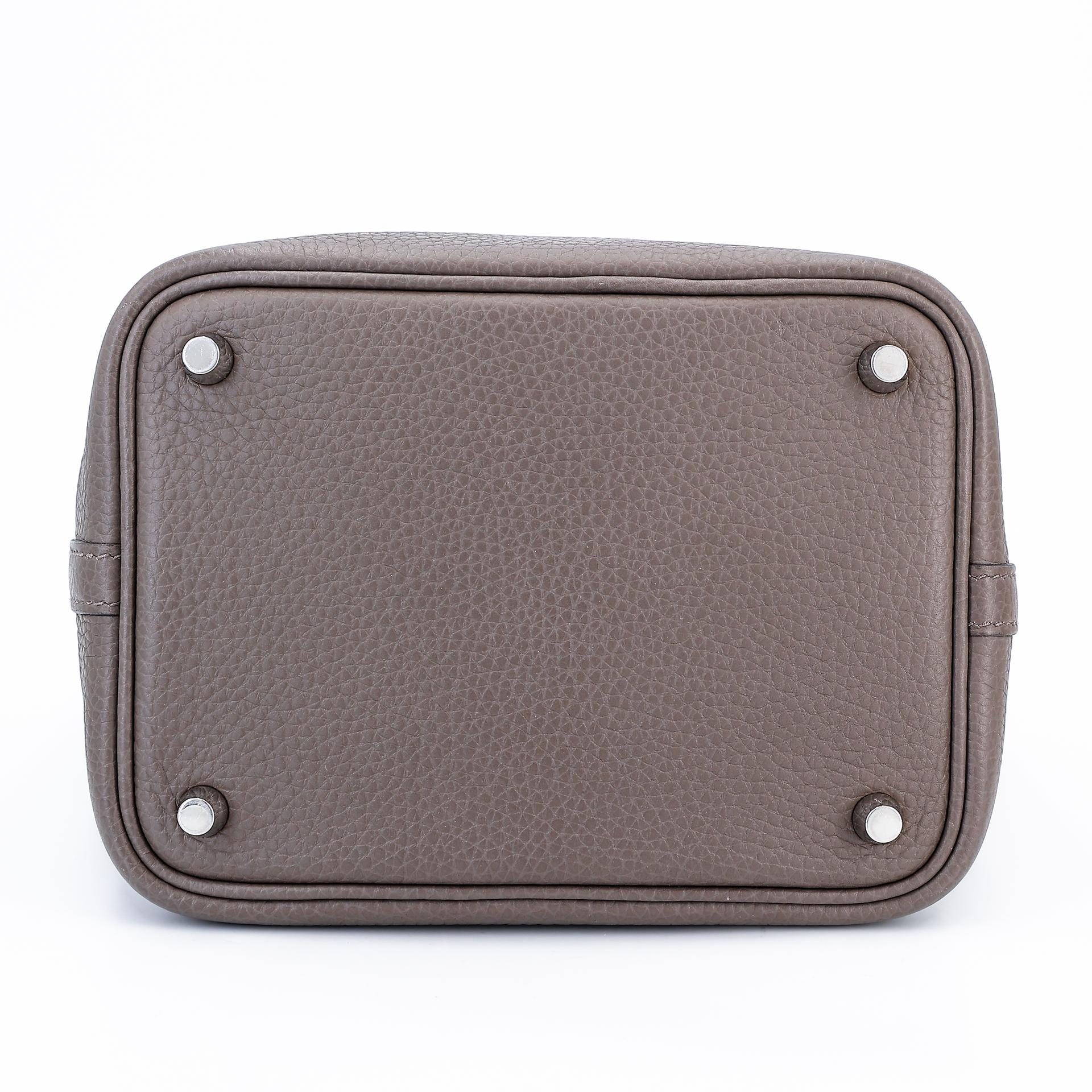 Very Good ( Rank A) HERMÈS Picotin Lock PM Etain (8F) Clemence Palladium hardware Y (2020) - 7