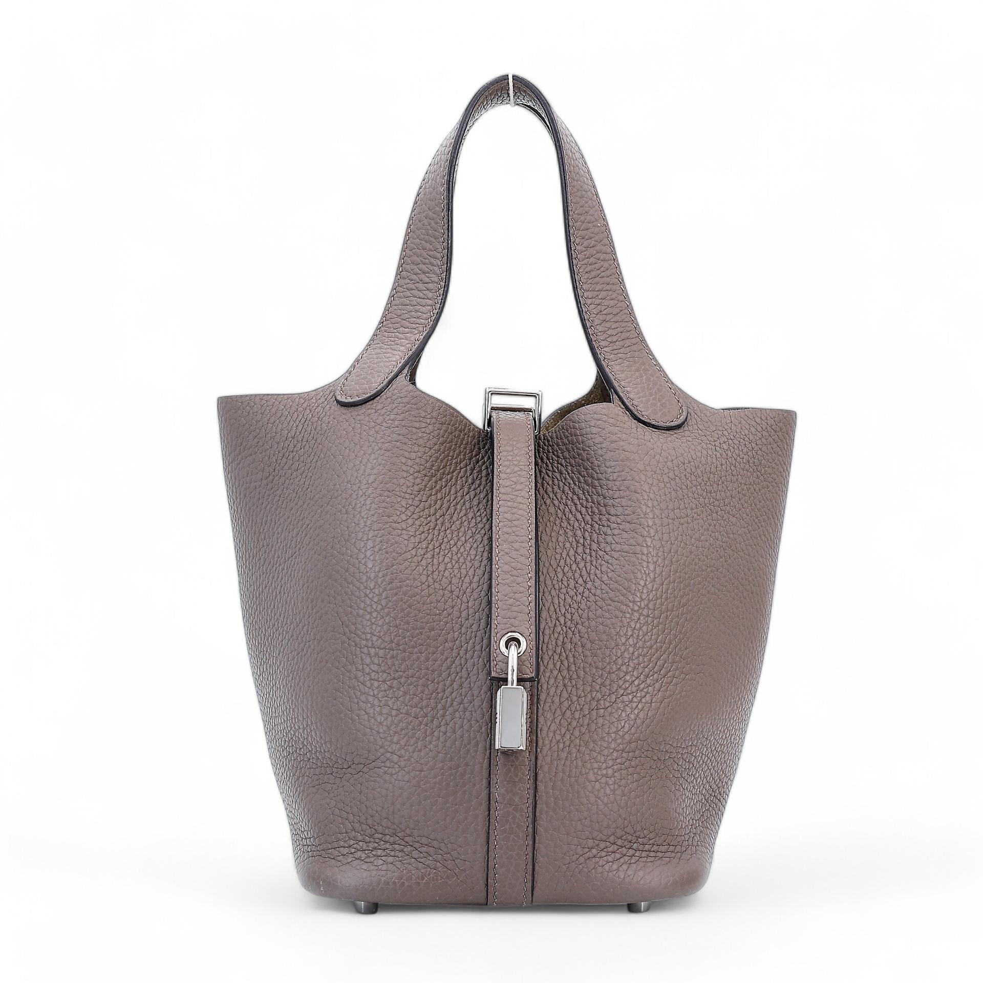 Very Good ( Rank A) HERMÈS Picotin Lock PM Etain (8F) Clemence Palladium hardware Y (2020) - 1