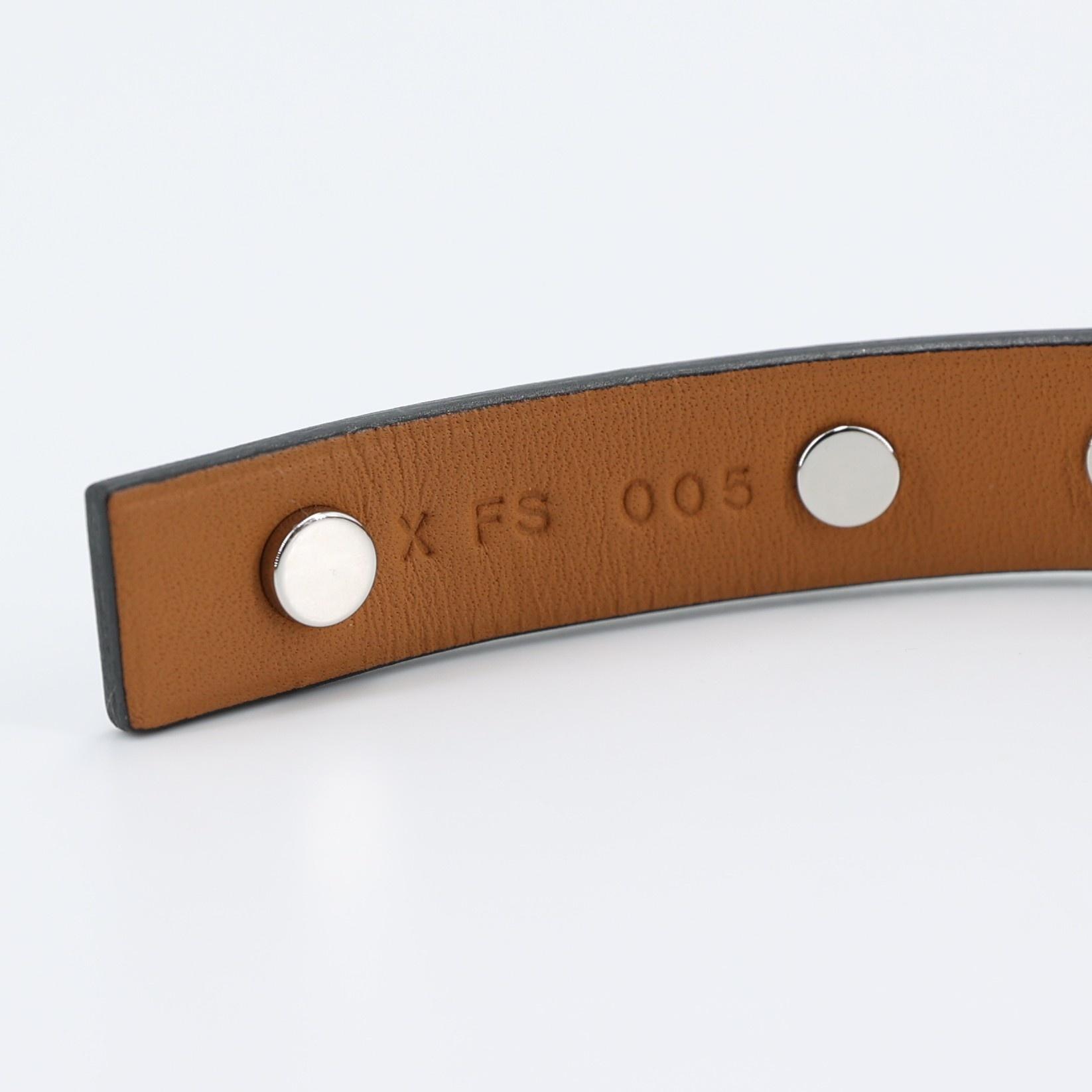 Excellent ( Rank SA ) HERMÈS Mini Dog Clous Ronds Bracelet Black (89) Swift Palladium hardware X (2016) - 7