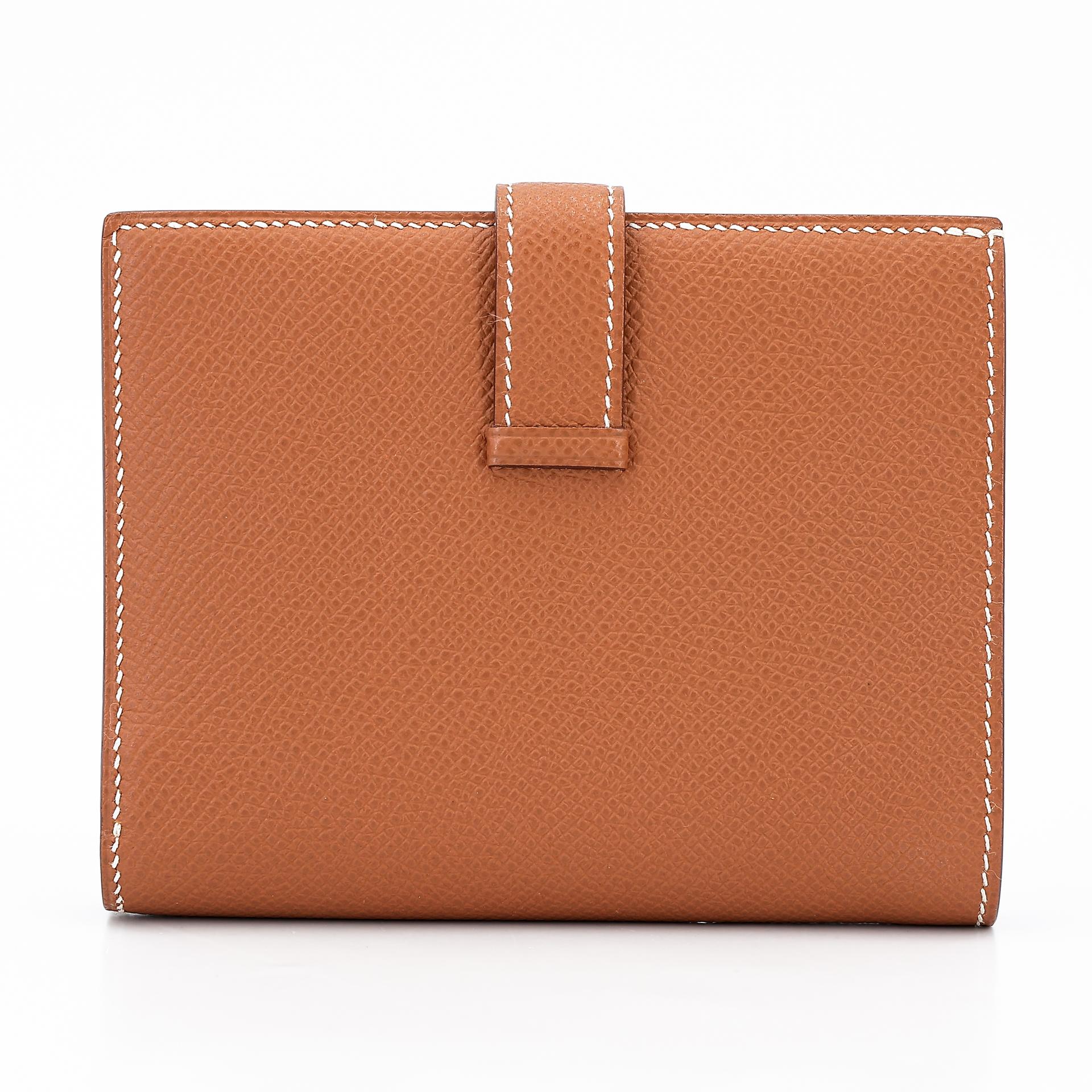 Unused ( Rank NS ) HERMÈS Bearn Compact wallet Gold (37) Epsom Gold hardware U (2022) - 2