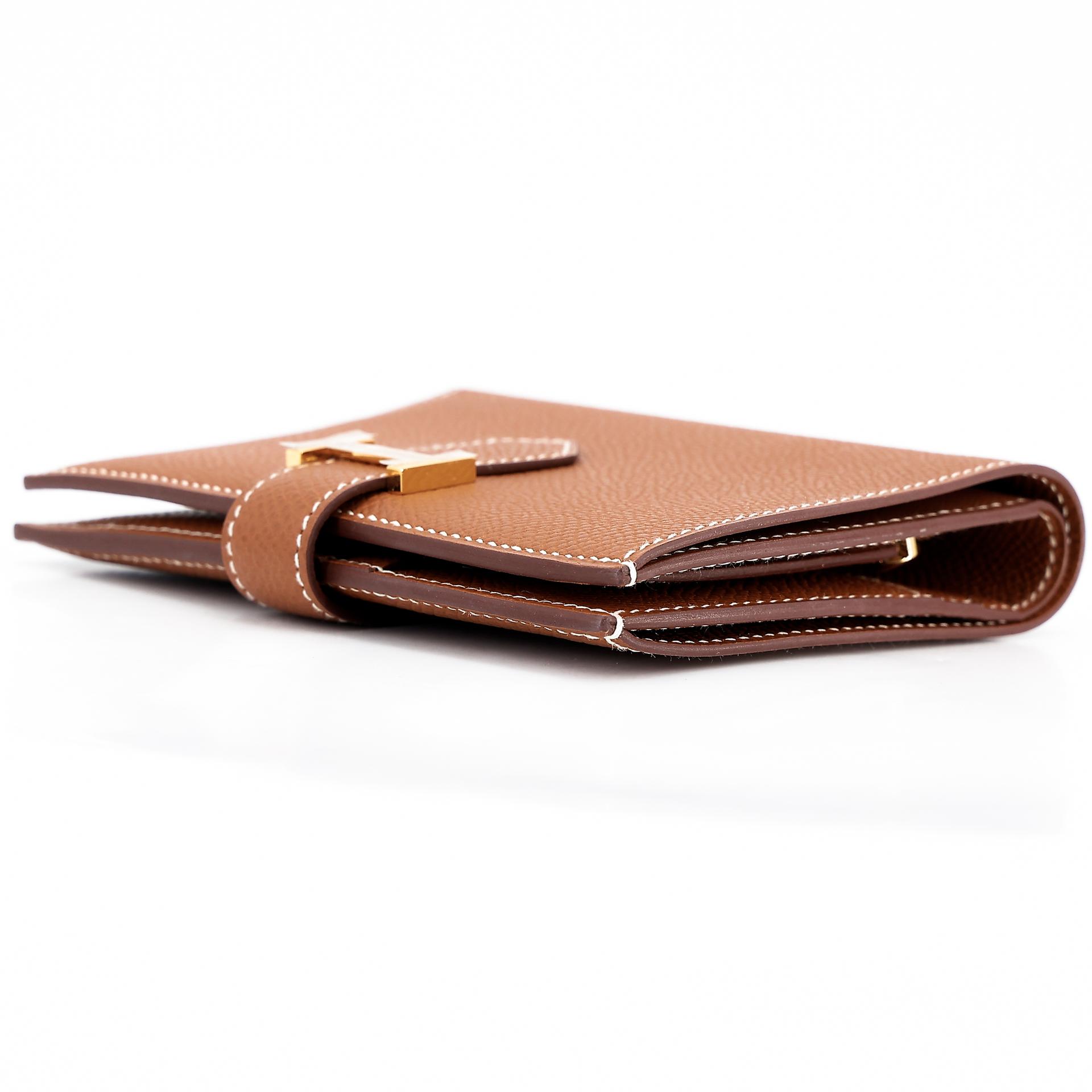 Unused ( Rank NS ) HERMÈS Bearn Compact wallet Gold (37) Epsom Gold hardware U (2022) - 3
