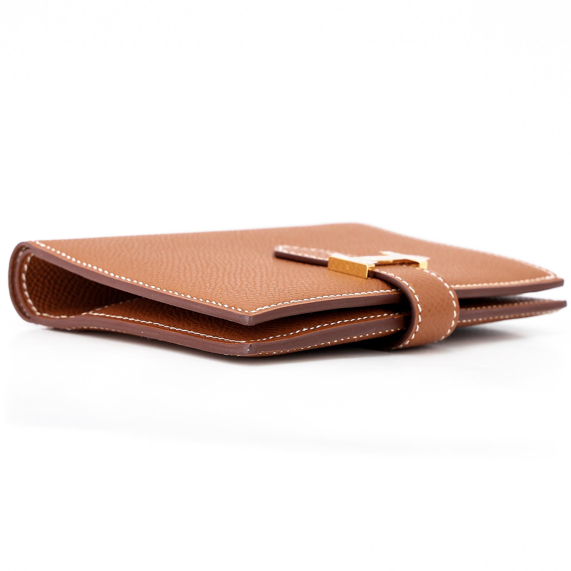 Unused ( Rank NS ) HERMÈS Bearn Compact wallet Gold (37) Epsom Gold hardware U (2022) - 4