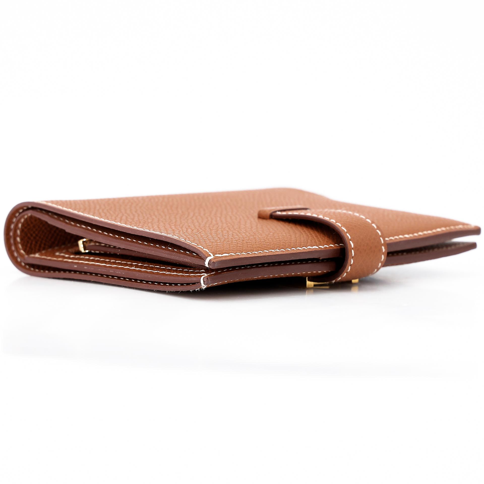Unused ( Rank NS ) HERMÈS Bearn Compact wallet Gold (37) Epsom Gold hardware U (2022) - 6