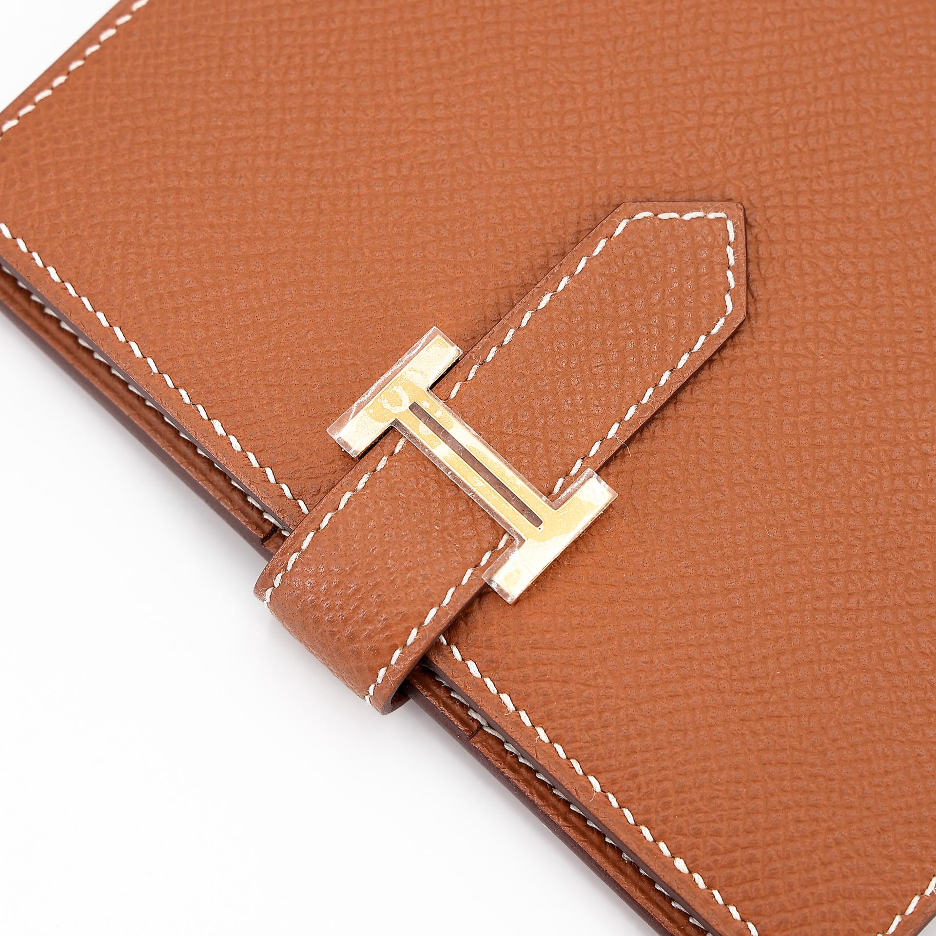 Unused ( Rank NS ) HERMÈS Bearn Compact wallet Gold (37) Epsom Gold hardware U (2022) - 7