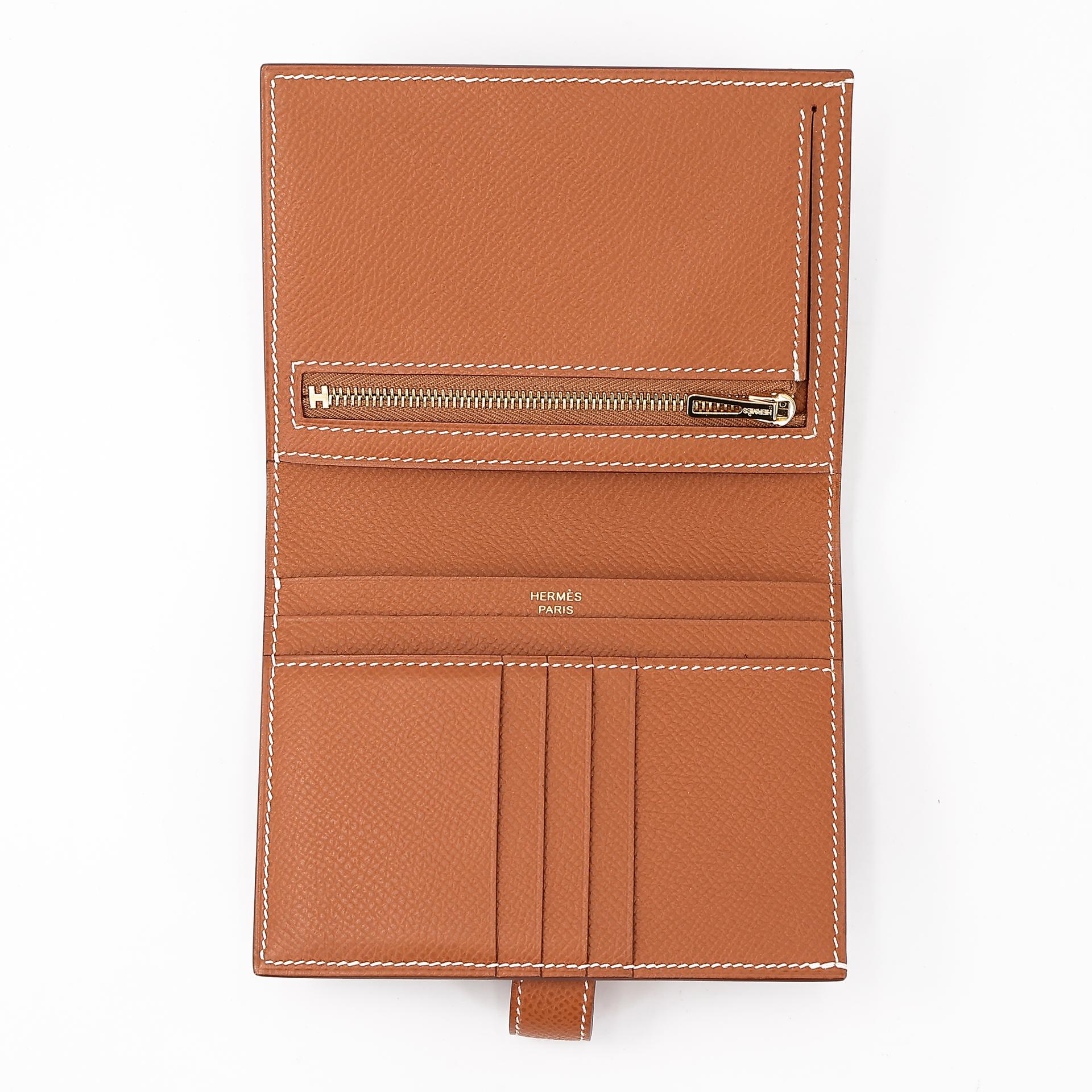 Unused ( Rank NS ) HERMÈS Bearn Compact wallet Gold (37) Epsom Gold hardware U (2022) - 8