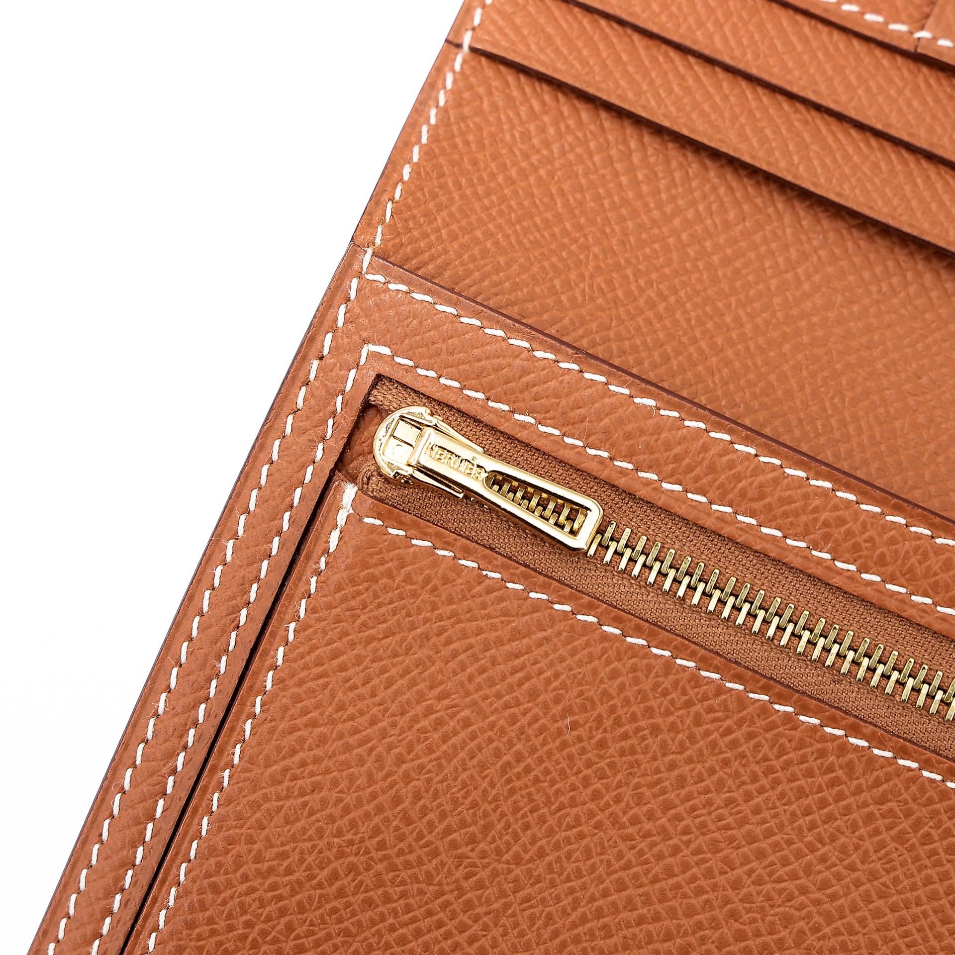 Unused ( Rank NS ) HERMÈS Bearn Compact wallet Gold (37) Epsom Gold hardware U (2022) - 10