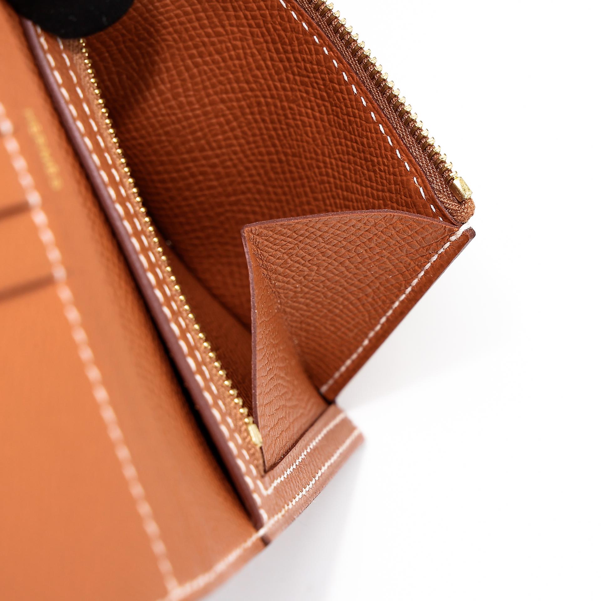 Unused ( Rank NS ) HERMÈS Bearn Compact wallet Gold (37) Epsom Gold hardware U (2022) - 13