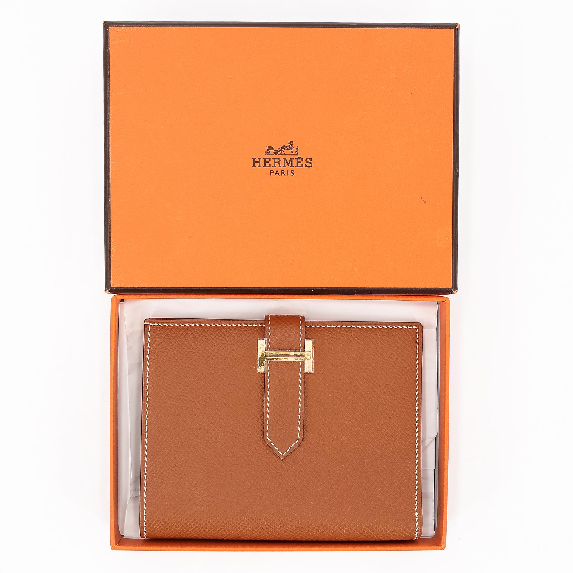 Unused ( Rank NS ) HERMÈS Bearn Compact wallet Gold (37) Epsom Gold hardware U (2022) - 19