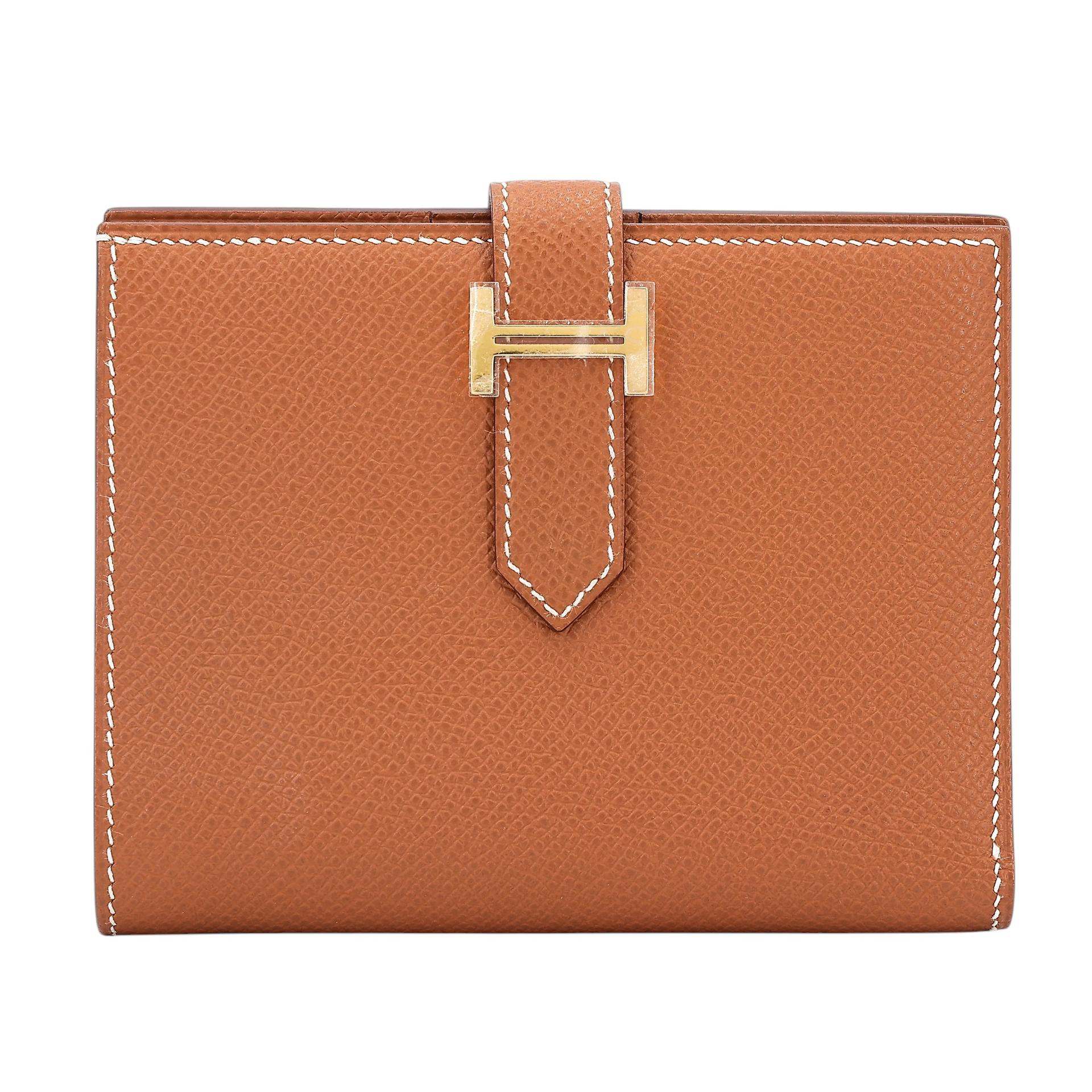 Unused ( Rank NS ) HERMÈS Bearn Compact wallet Gold (37) Epsom Gold hardware U (2022) - 1