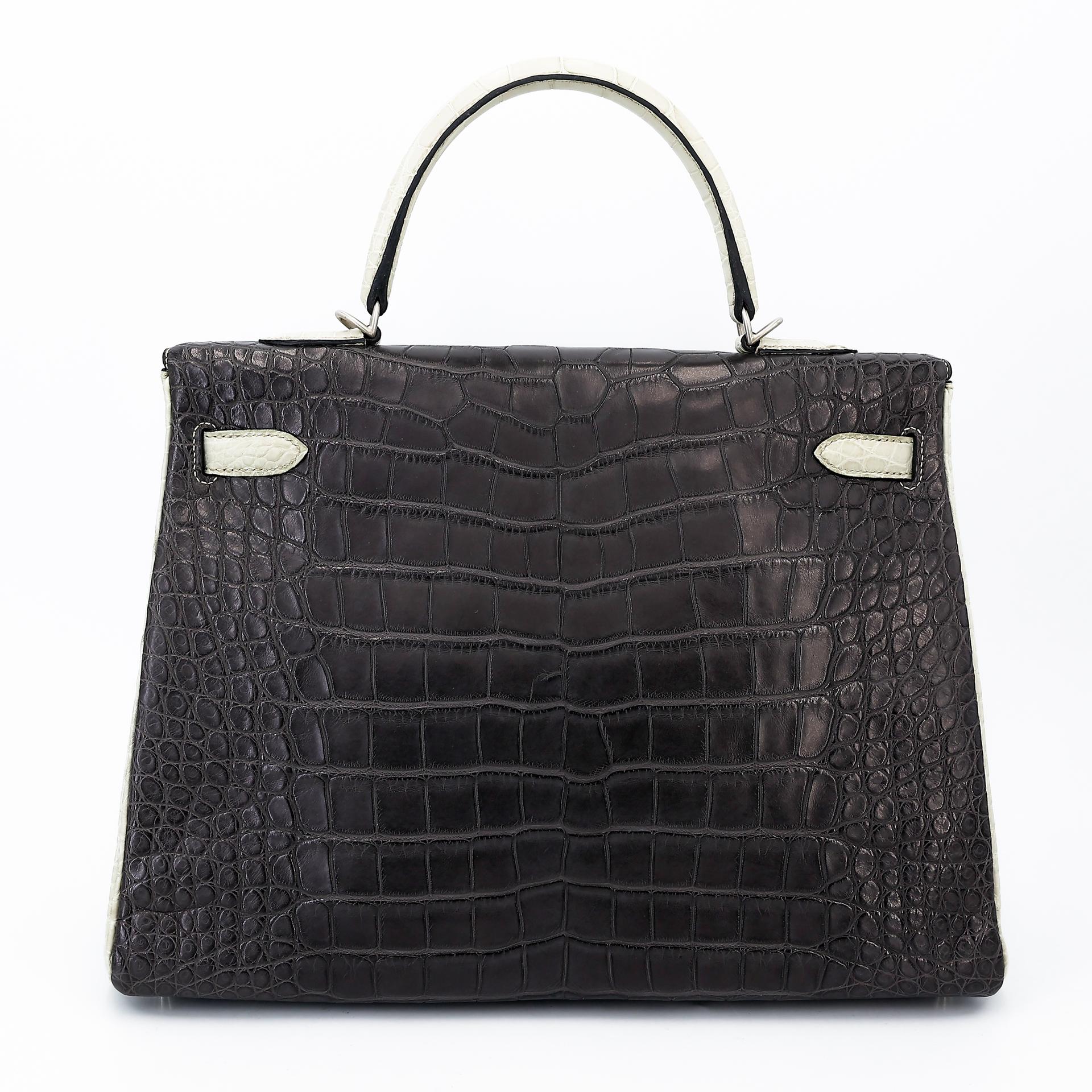 Excellent ( Rank SA ) HERMÈS Special Order Kelly 35 HSS Graphite (88) Gris Paris (8M) Beton (8L) Matte Alligator Brushed Palladium C (2018) - 2
