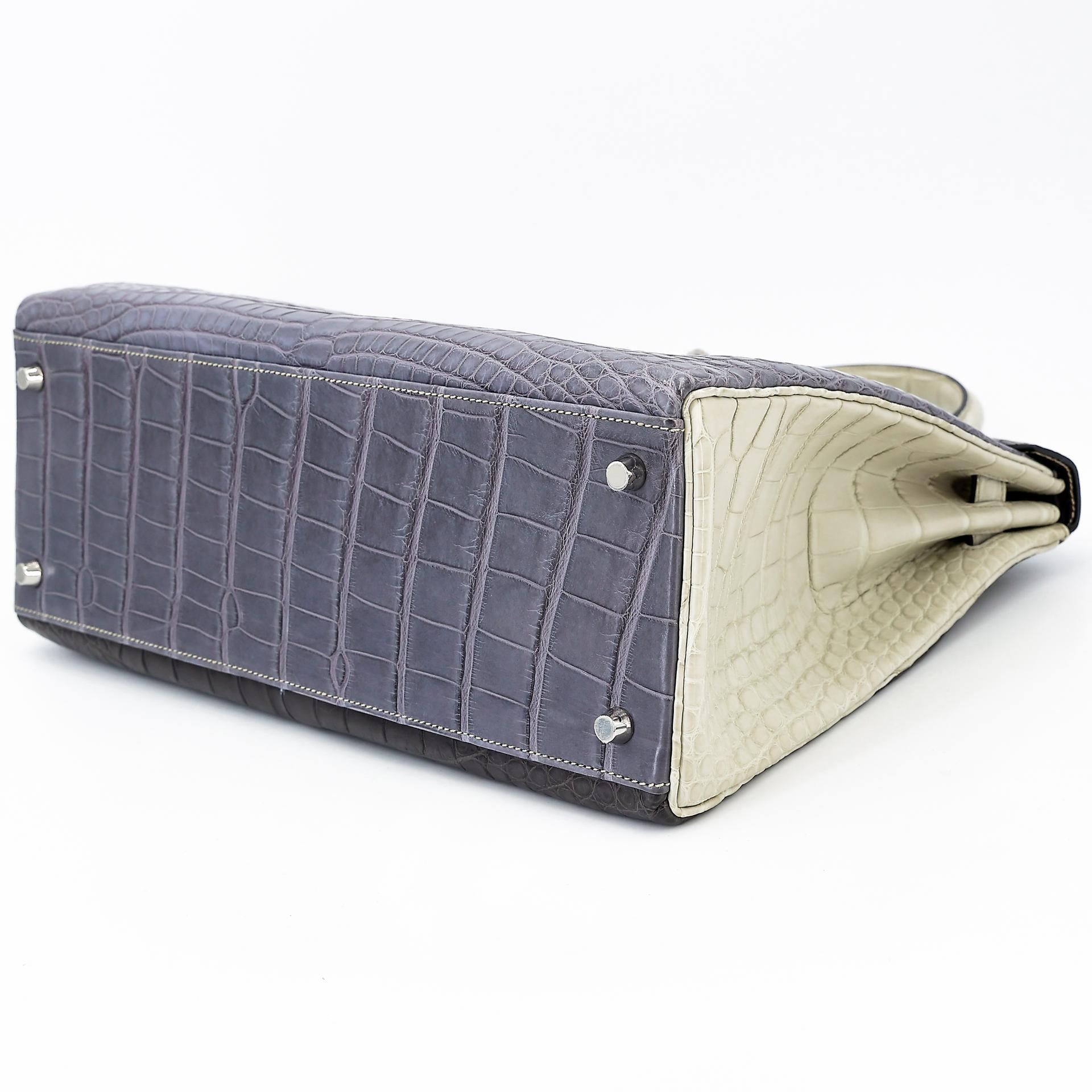 Excellent ( Rank SA ) HERMÈS Special Order Kelly 35 HSS Graphite (88) Gris Paris (8M) Beton (8L) Matte Alligator Brushed Palladium C (2018) - 8