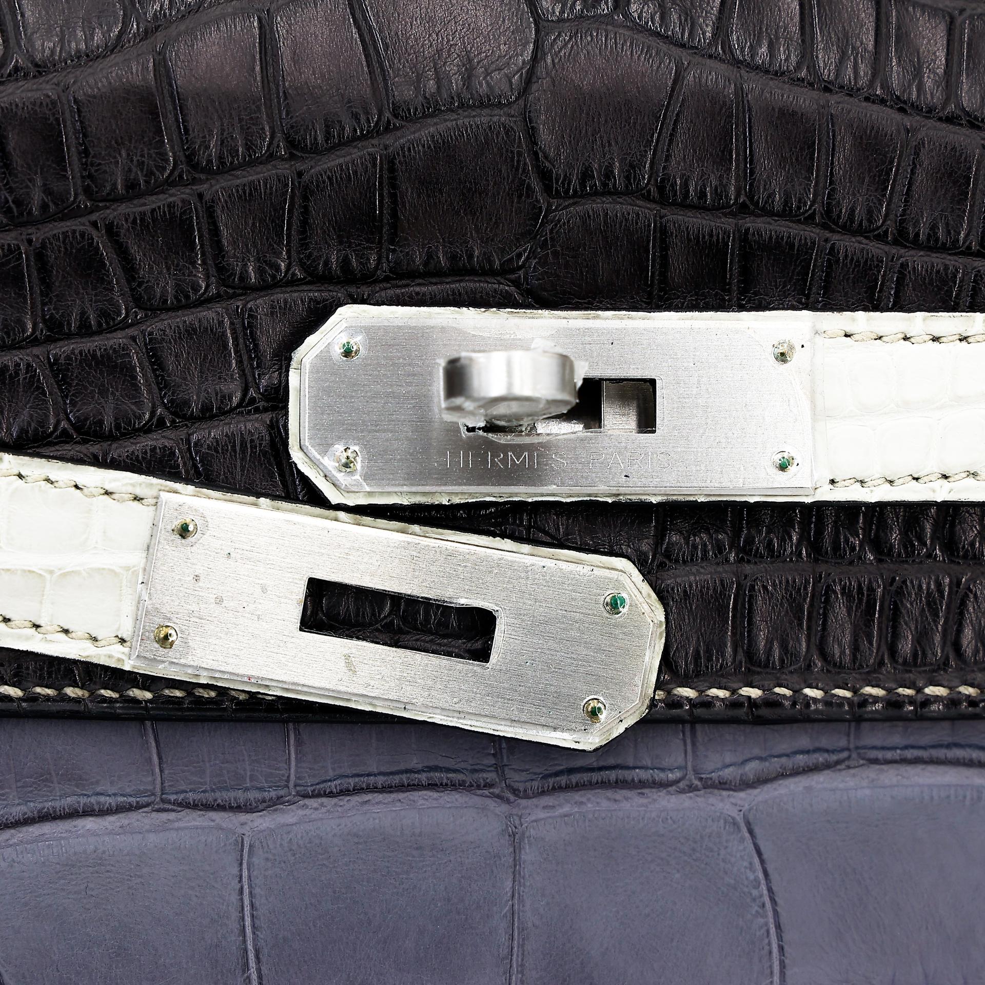 Excellent ( Rank SA ) HERMÈS Special Order Kelly 35 HSS Graphite (88) Gris Paris (8M) Beton (8L) Matte Alligator Brushed Palladium C (2018) - 14