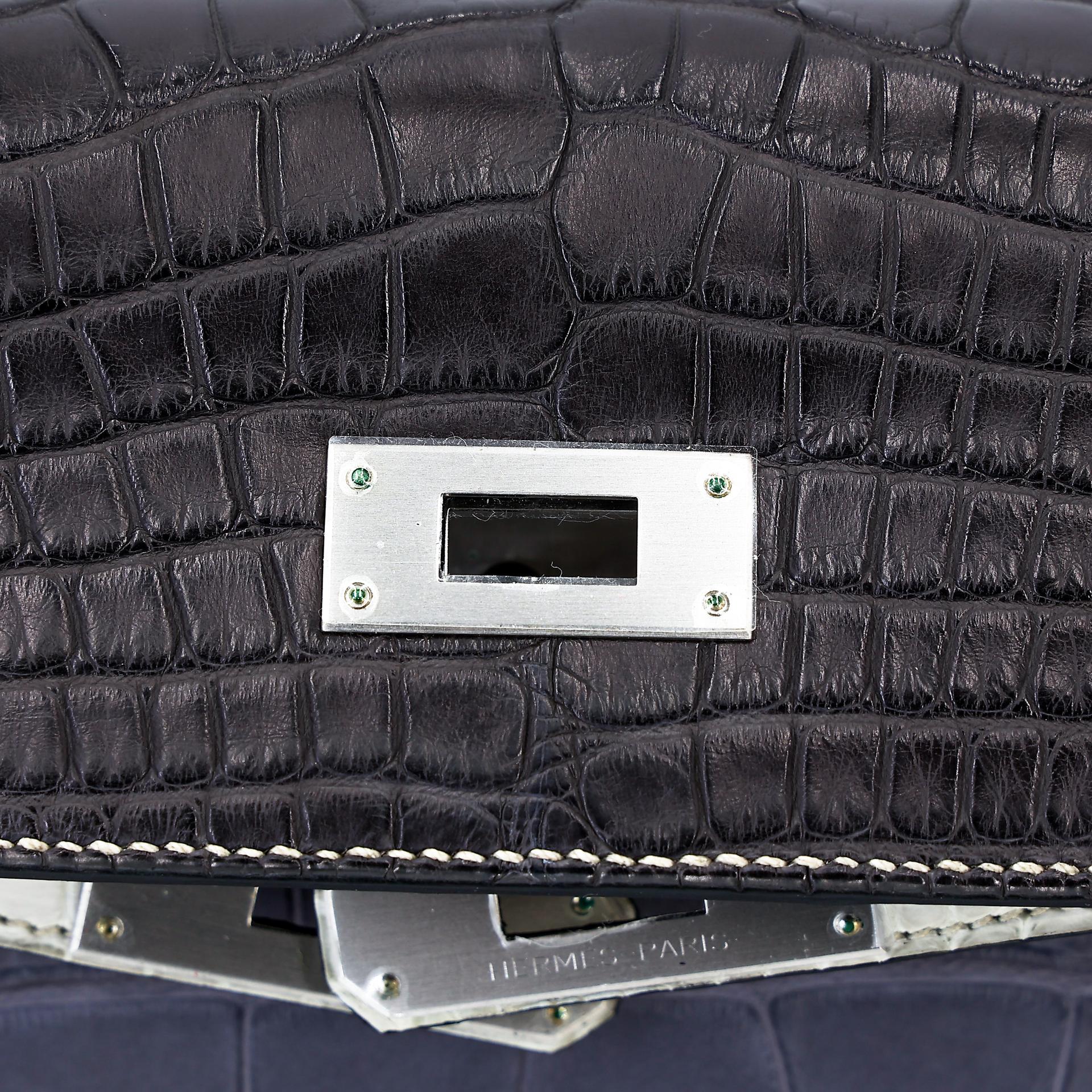 Excellent ( Rank SA ) HERMÈS Special Order Kelly 35 HSS Graphite (88) Gris Paris (8M) Beton (8L) Matte Alligator Brushed Palladium C (2018) - 15