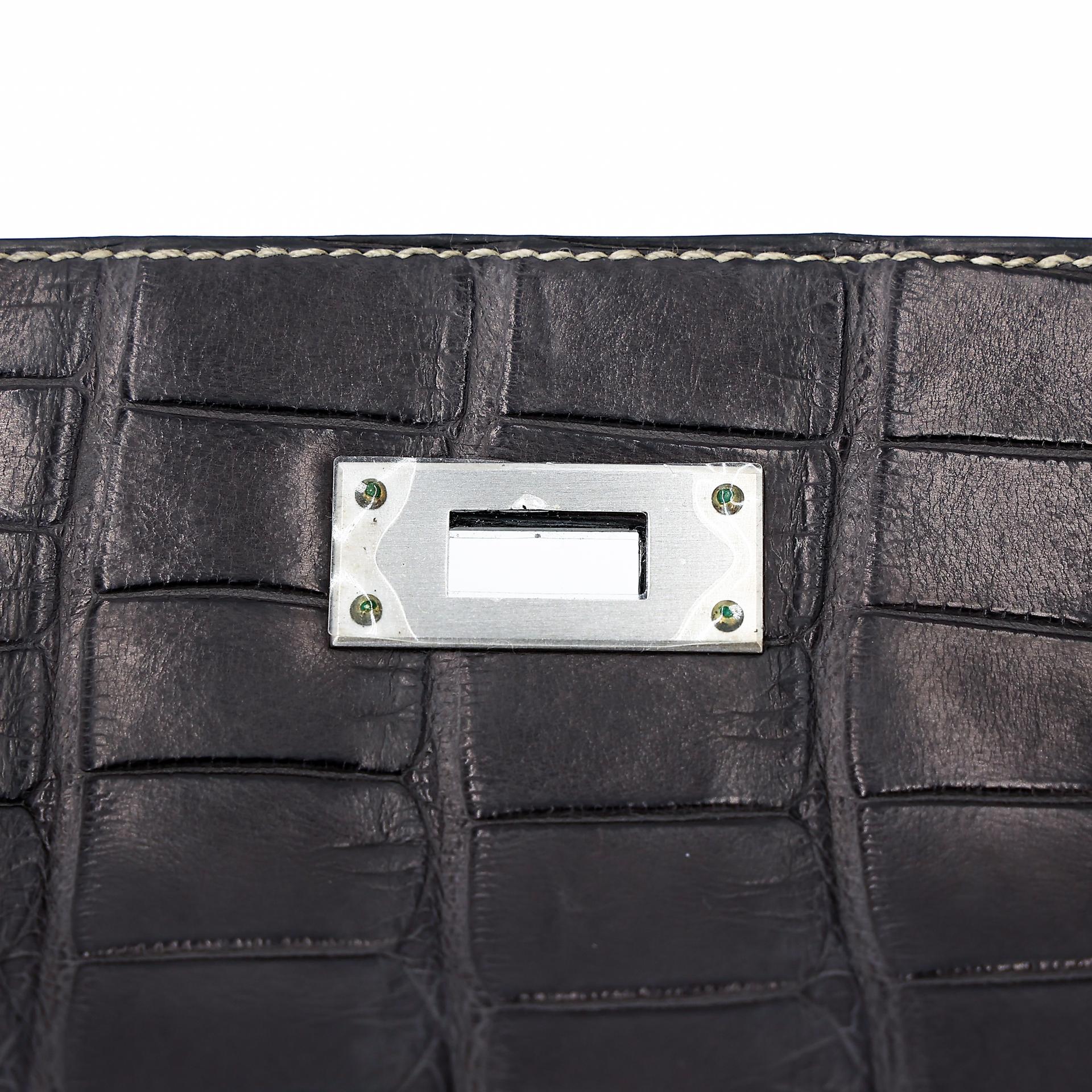 Excellent ( Rank SA ) HERMÈS Special Order Kelly 35 HSS Graphite (88) Gris Paris (8M) Beton (8L) Matte Alligator Brushed Palladium C (2018) - 16