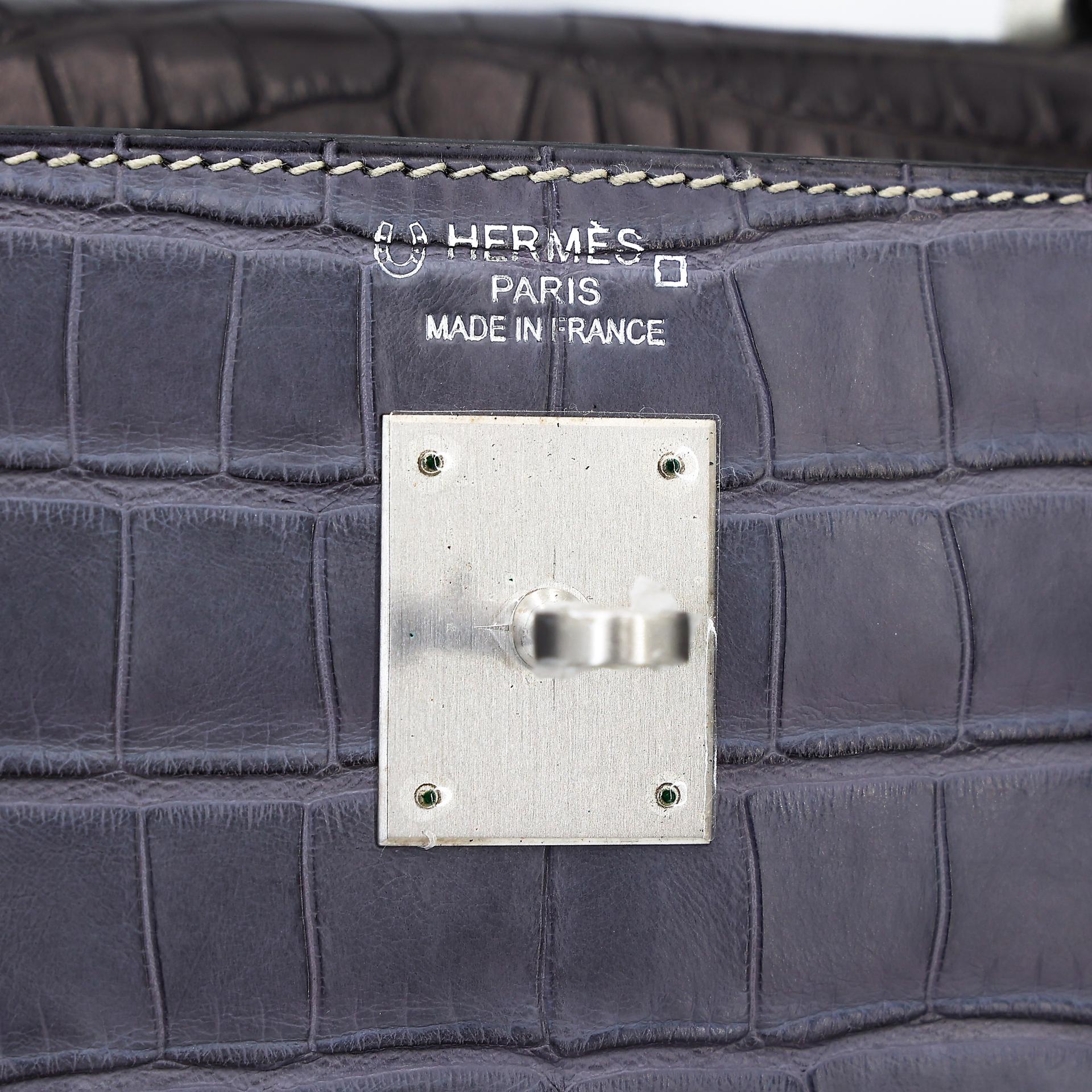 Excellent ( Rank SA ) HERMÈS Special Order Kelly 35 HSS Graphite (88) Gris Paris (8M) Beton (8L) Matte Alligator Brushed Palladium C (2018) - 17
