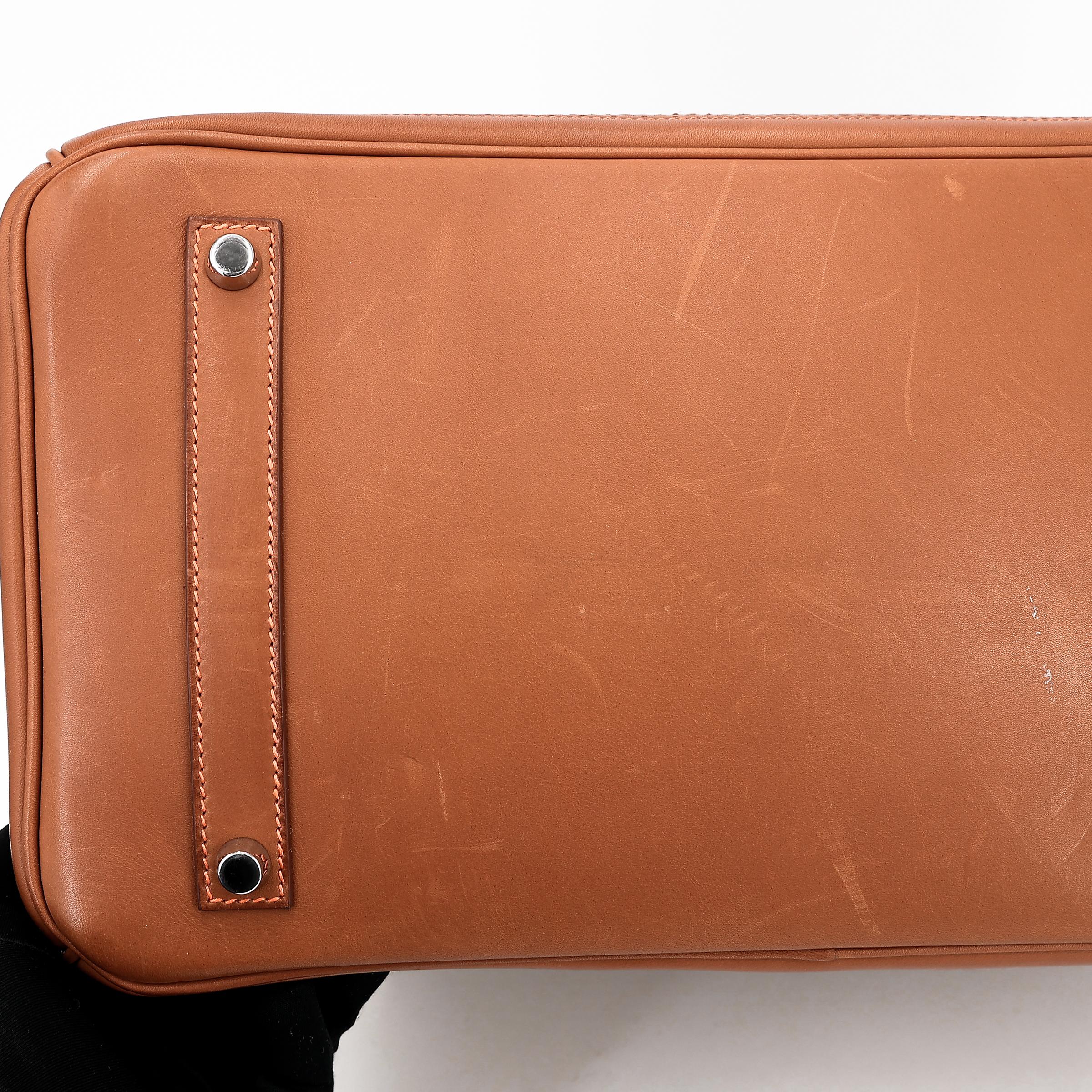 A美品 HERMÈS 爱马仕 限量收藏款 Birkin Ghillies 35 17 雪茄色 Ficelle 34 福宝 Fauve 帆布 Barenia 马鞍皮 拉丝银扣 □R刻 2014年 - 18