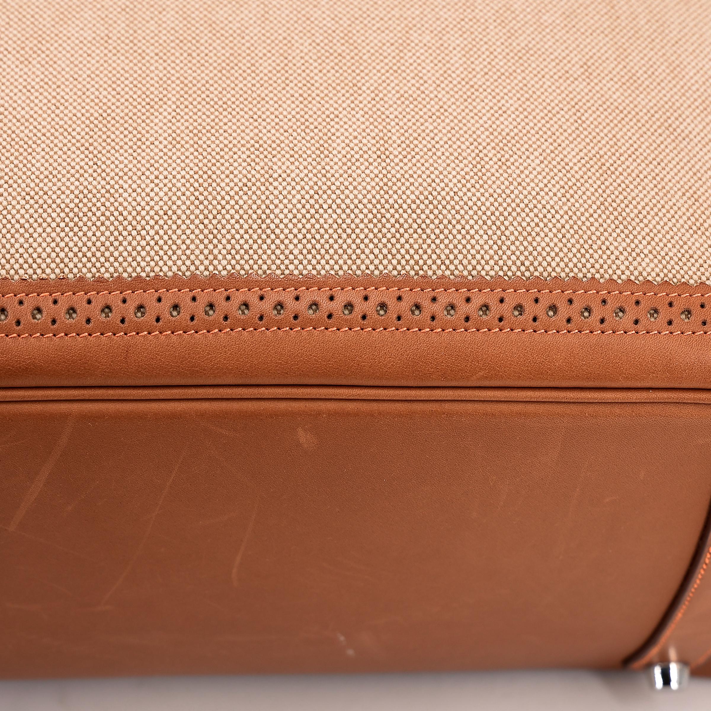 A美品 HERMÈS 爱马仕 限量收藏款 Birkin Ghillies 35 17 雪茄色 Ficelle 34 福宝 Fauve 帆布 Barenia 马鞍皮 拉丝银扣 □R刻 2014年 - 19