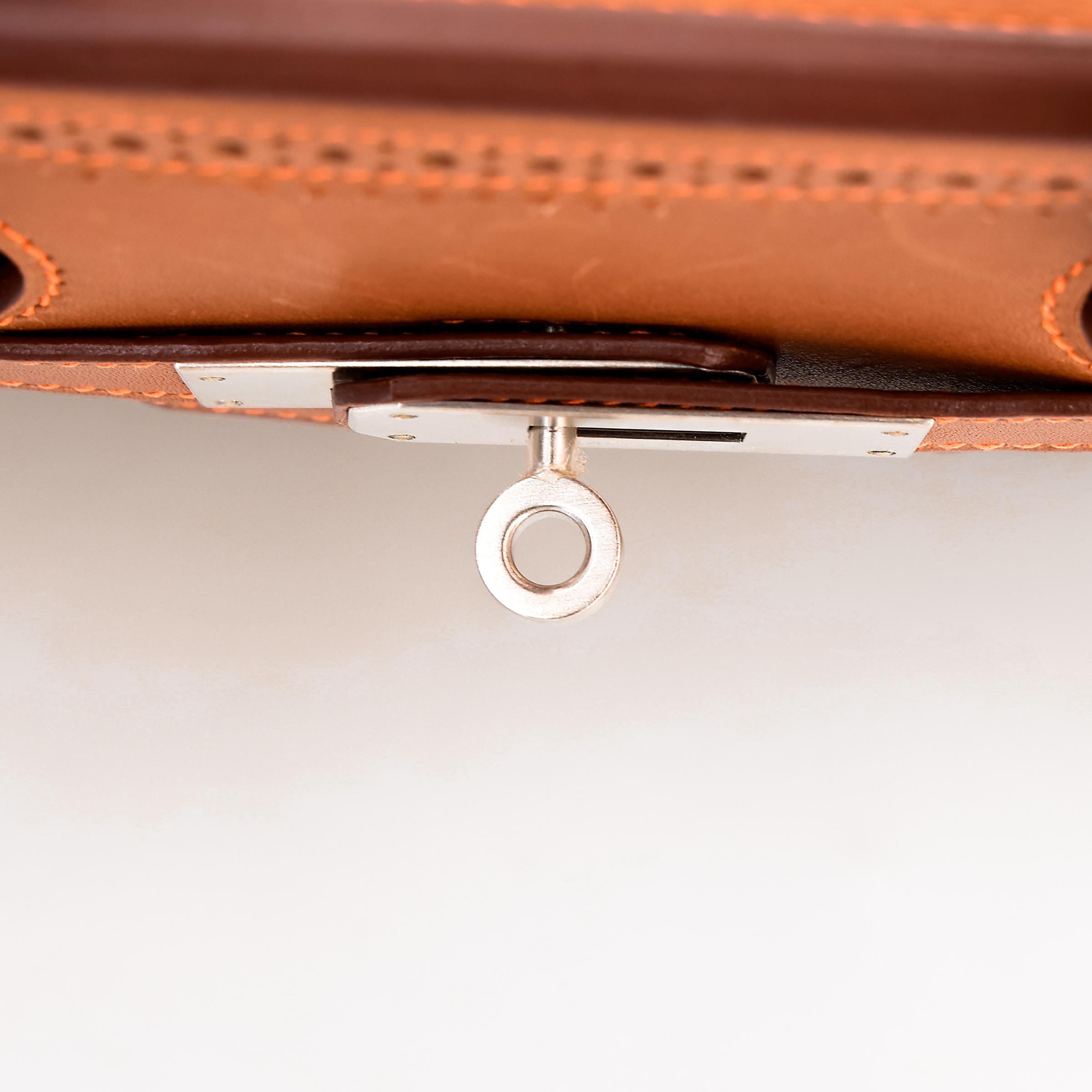 A美品 HERMÈS 爱马仕 限量收藏款 Birkin Ghillies 35 17 雪茄色 Ficelle 34 福宝 Fauve 帆布 Barenia 马鞍皮 拉丝银扣 □R刻 2014年 - 27