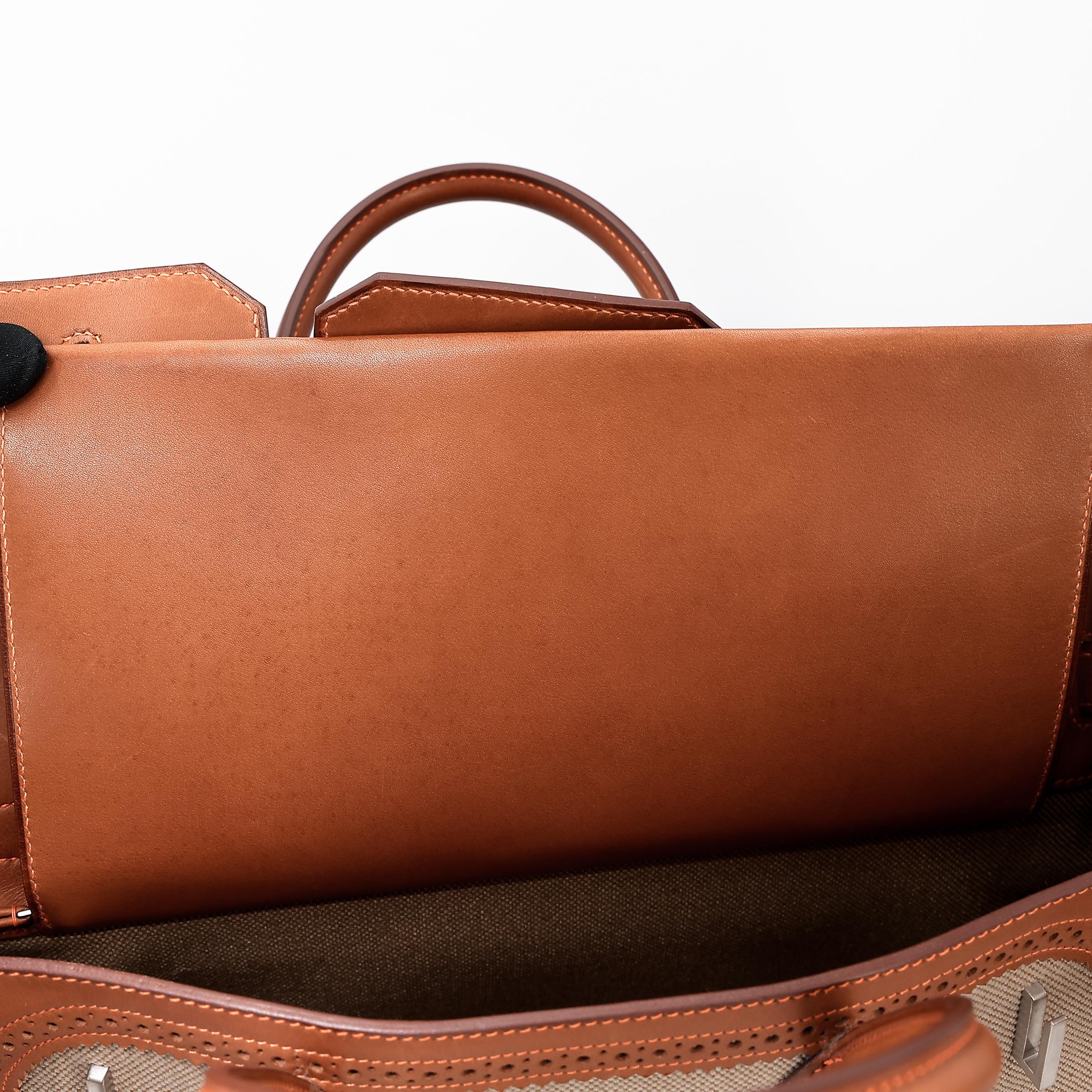 A美品 HERMÈS 爱马仕 限量收藏款 Birkin Ghillies 35 17 雪茄色 Ficelle 34 福宝 Fauve 帆布 Barenia 马鞍皮 拉丝银扣 □R刻 2014年 - 35