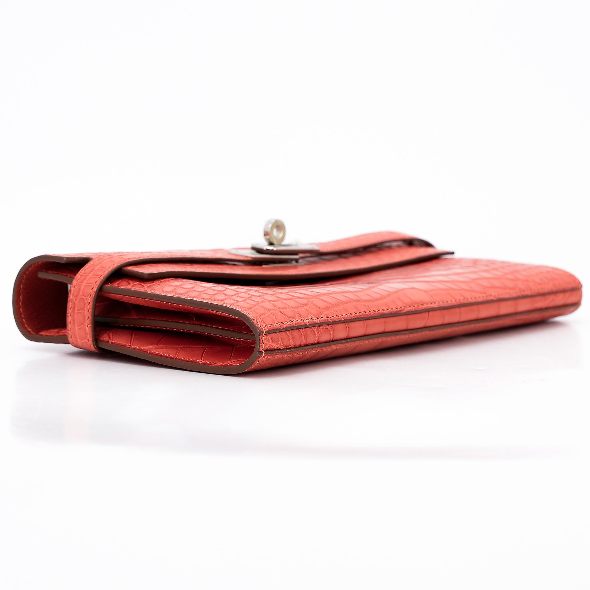 Unused ( Rank NS ) HERMÈS Kelly Wallet Sanguine (9M) Matte Alligator Palladium hardware Square O (2011) - 4