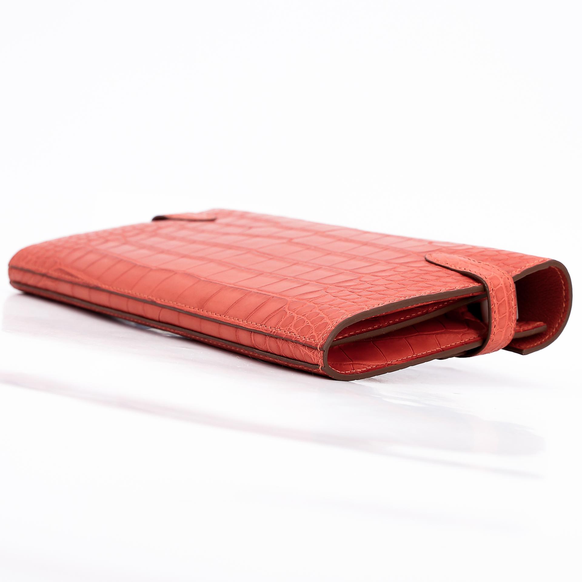 Unused ( Rank NS ) HERMÈS Kelly Wallet Sanguine (9M) Matte Alligator Palladium hardware Square O (2011) - 5