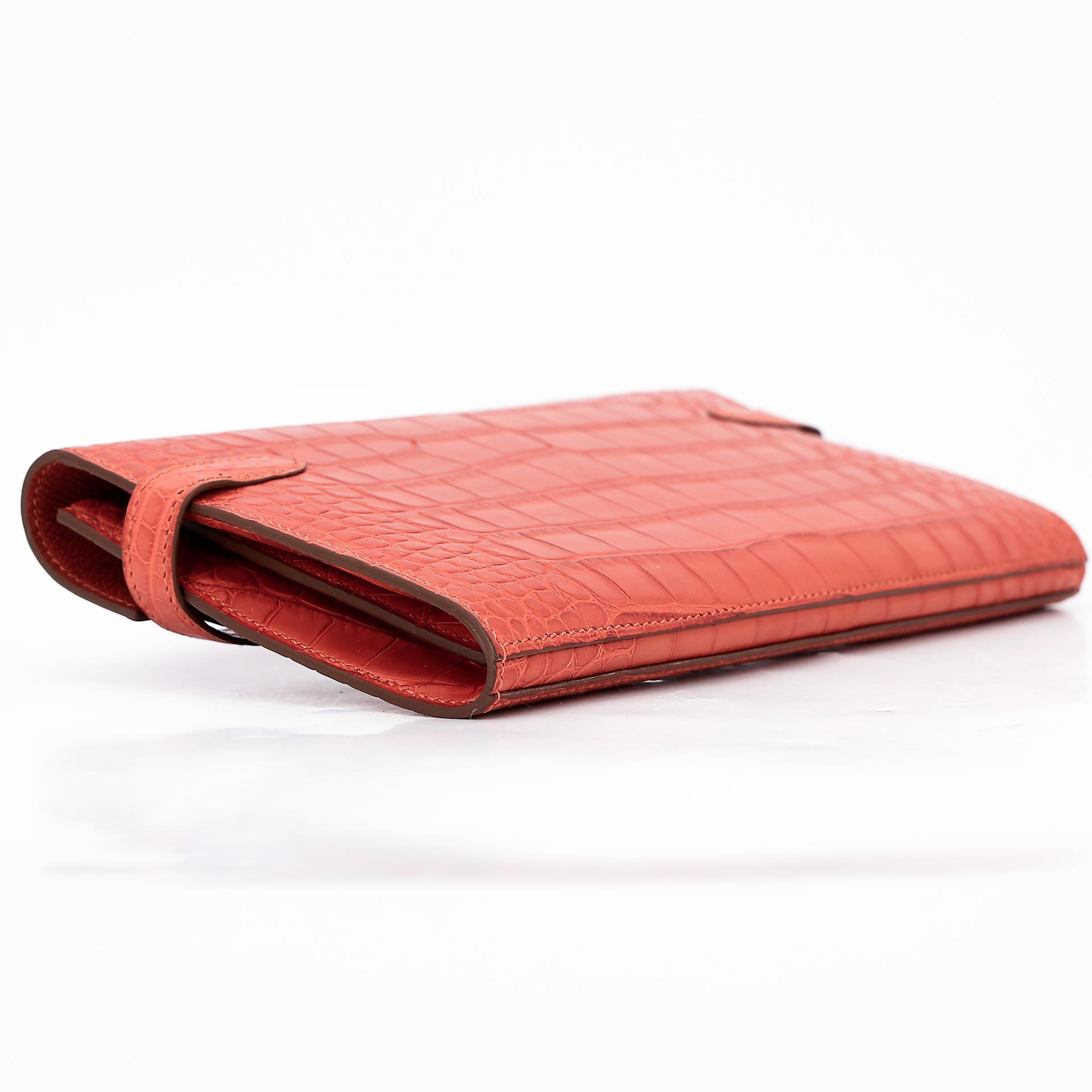 Unused ( Rank NS ) HERMÈS Kelly Wallet Sanguine (9M) Matte Alligator Palladium hardware Square O (2011) - 6