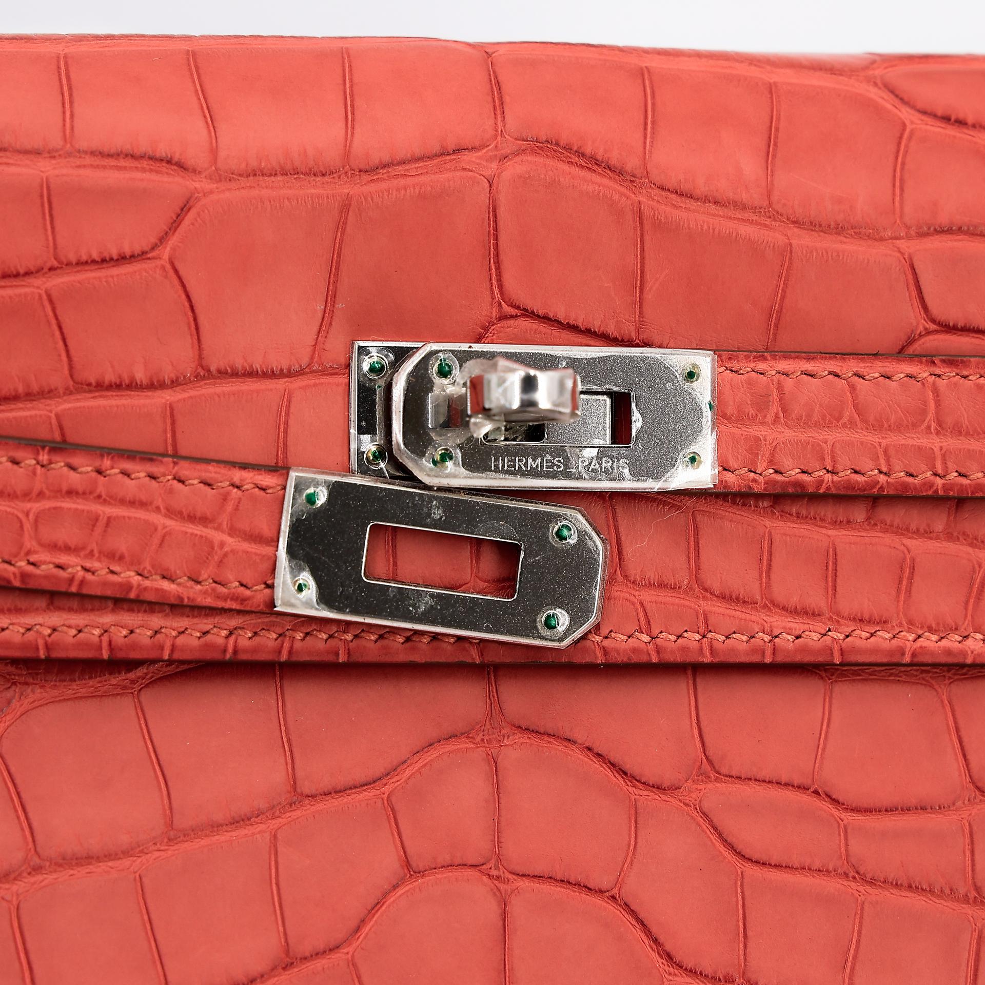 Unused ( Rank NS ) HERMÈS Kelly Wallet Sanguine (9M) Matte Alligator Palladium hardware Square O (2011) - 7
