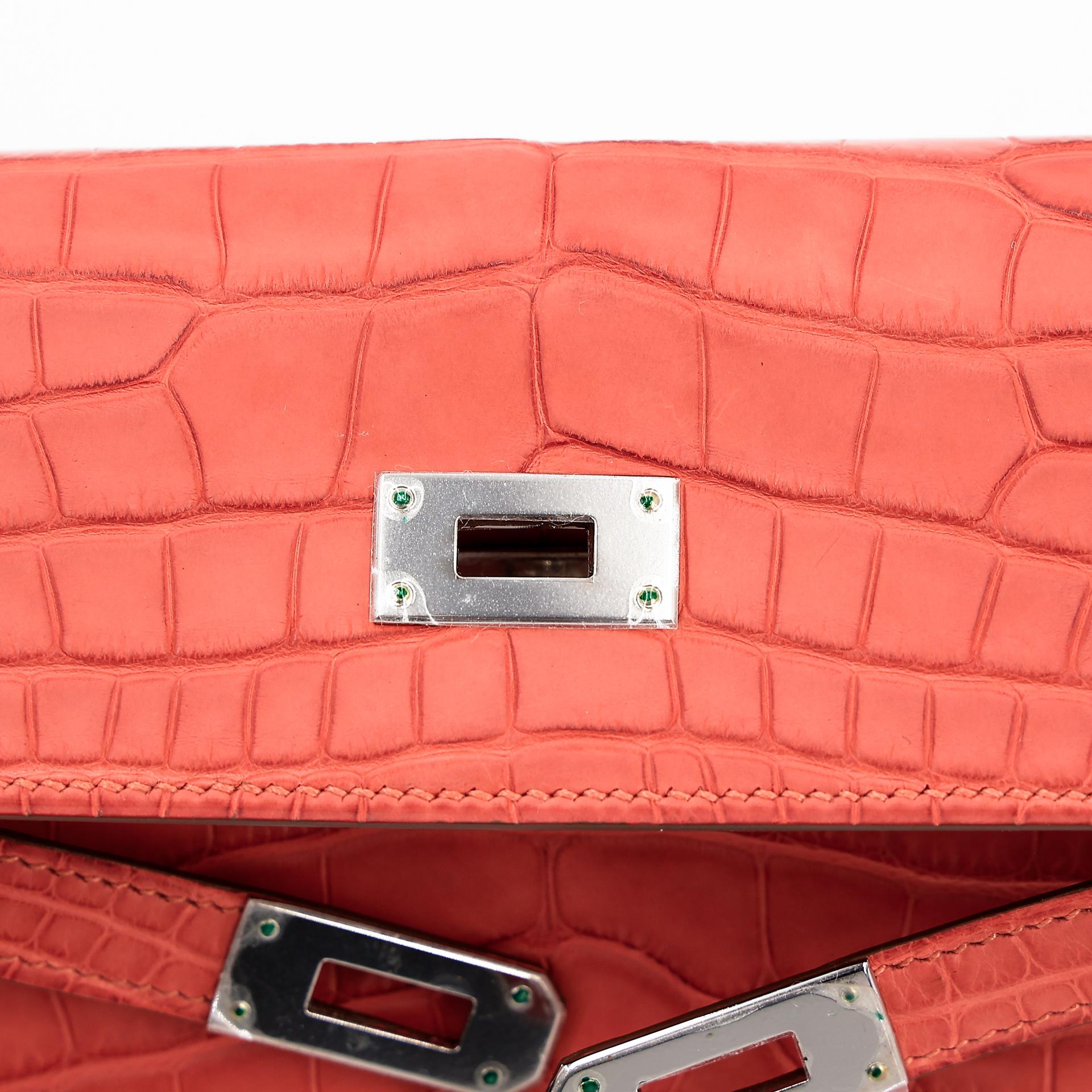 Unused ( Rank NS ) HERMÈS Kelly Wallet Sanguine (9M) Matte Alligator Palladium hardware Square O (2011) - 10
