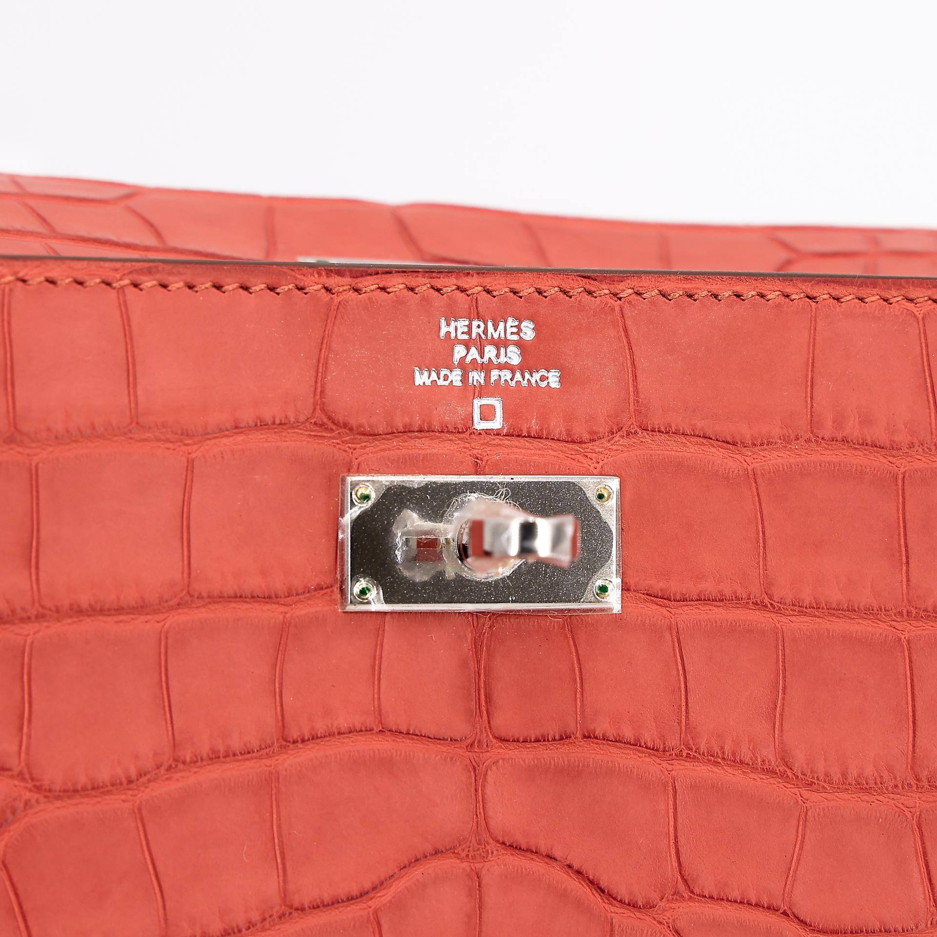 Unused ( Rank NS ) HERMÈS Kelly Wallet Sanguine (9M) Matte Alligator Palladium hardware Square O (2011) - 13