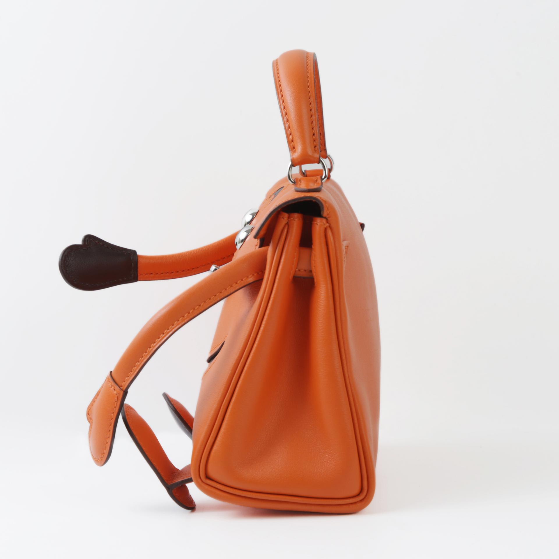 Very Good ( Rank A) HERMÈS Limited Edition Kelly Doll Orange (93) Veau Gulliver Palladium hardware Square D (2000) - 3