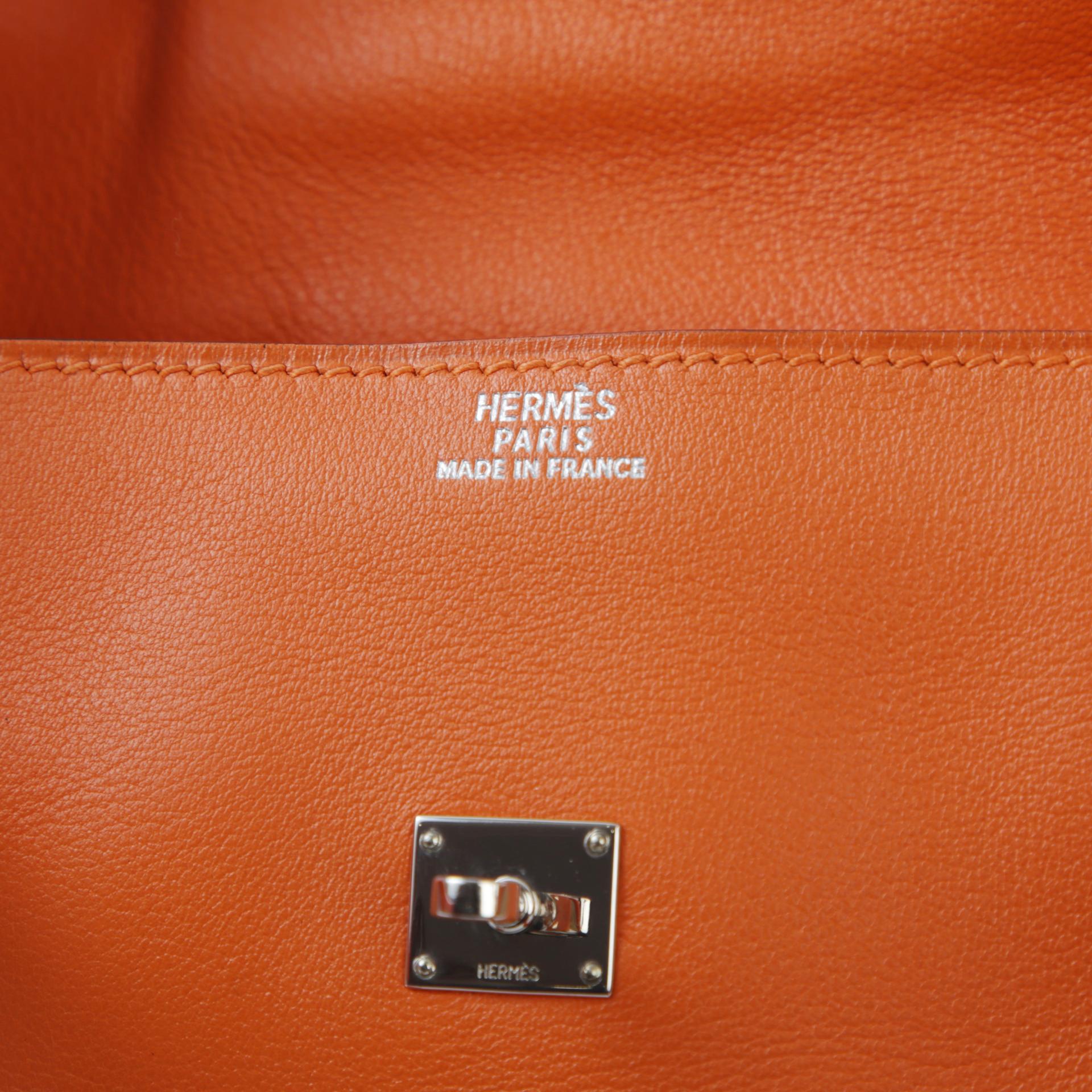 Very Good ( Rank A) HERMÈS Limited Edition Kelly Doll Orange (93) Veau Gulliver Palladium hardware Square D (2000) - 13