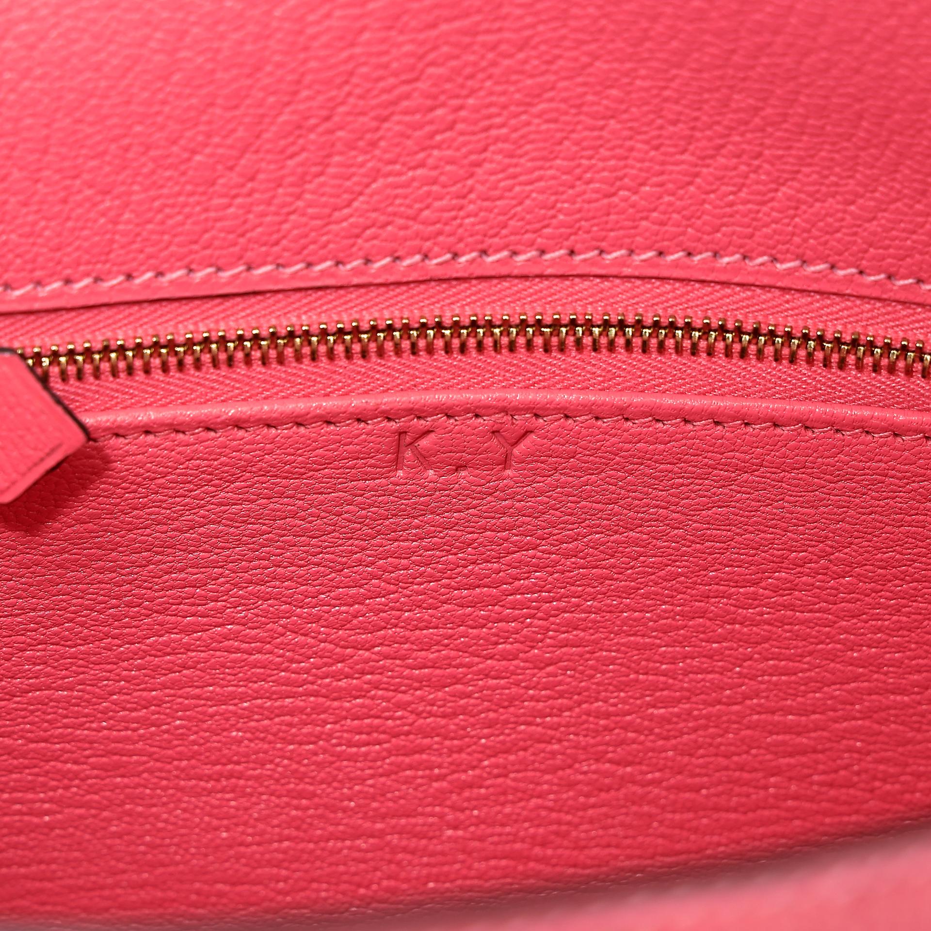 Unused ( Rank NS ) HERMÈS Special Order Kelly 25 HSS Sellier Rose Azalee (8W) Rose Sakura (3Q) Chevre Brushed Gold hardware X (2016) - 19