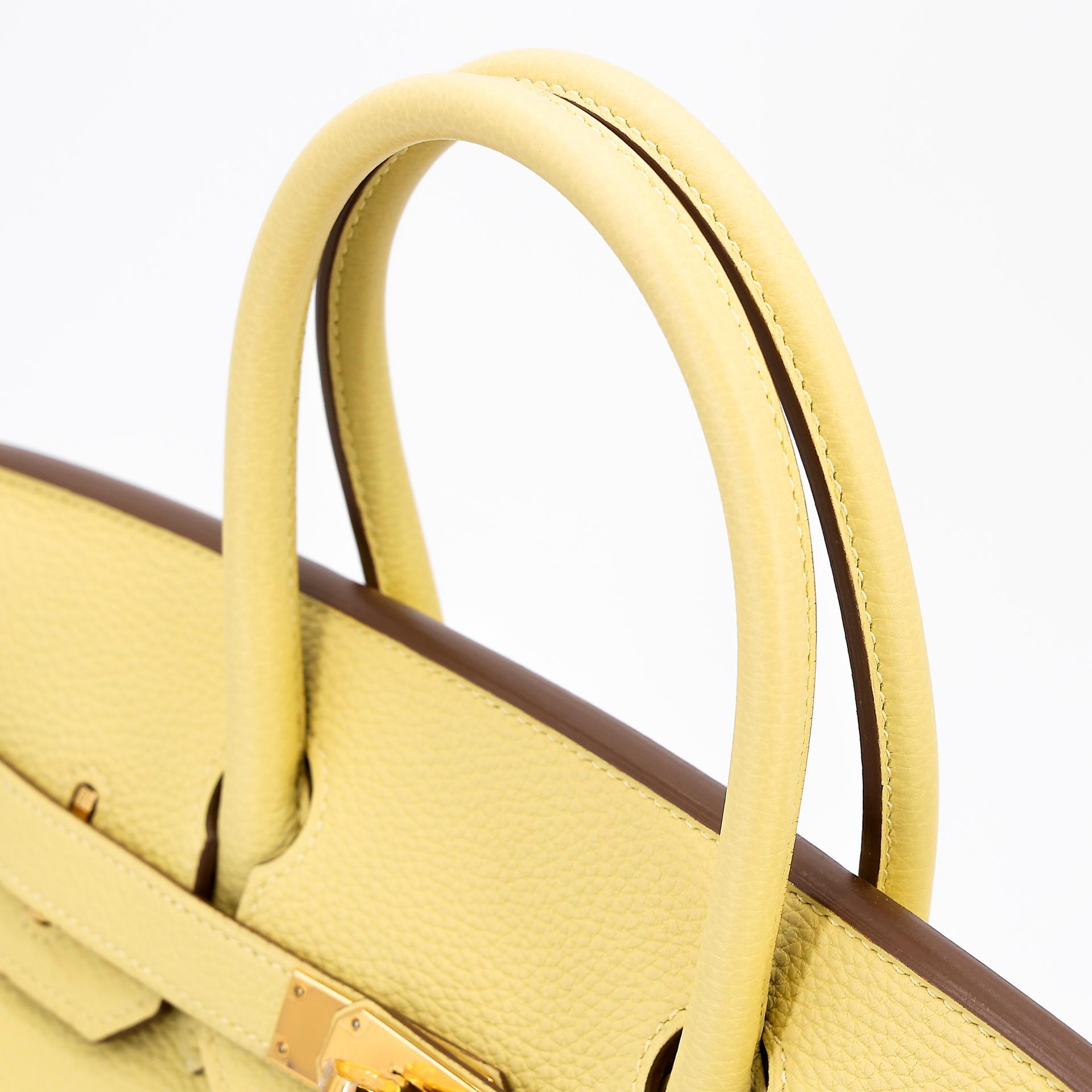 Excellent ( Rank SA ) HERMÈS Birkin 30 Jaune Poussin (1Z) Togo Gold hardware T (2015) - 3