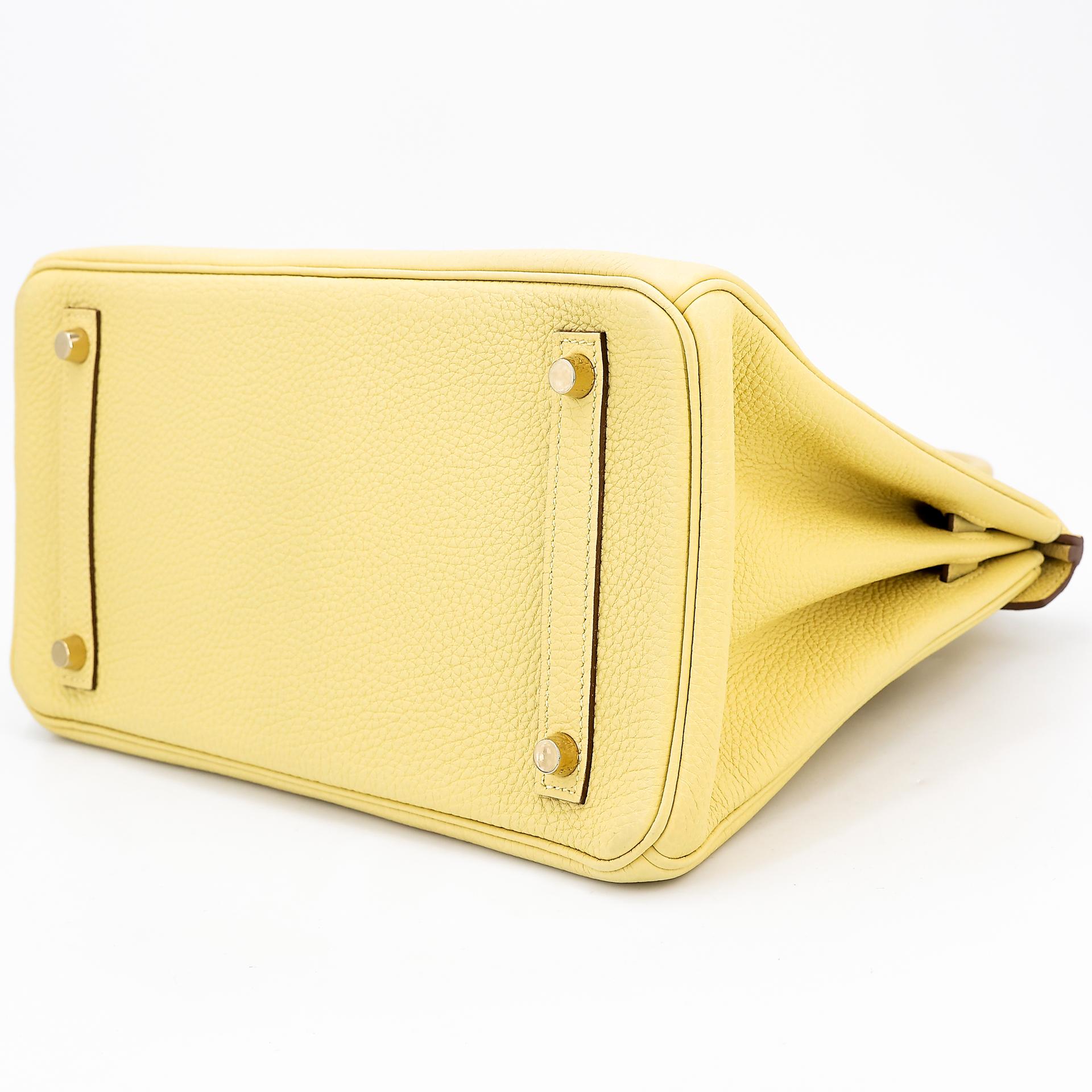 Excellent ( Rank SA ) HERMÈS Birkin 30 Jaune Poussin (1Z) Togo Gold hardware T (2015) - 6