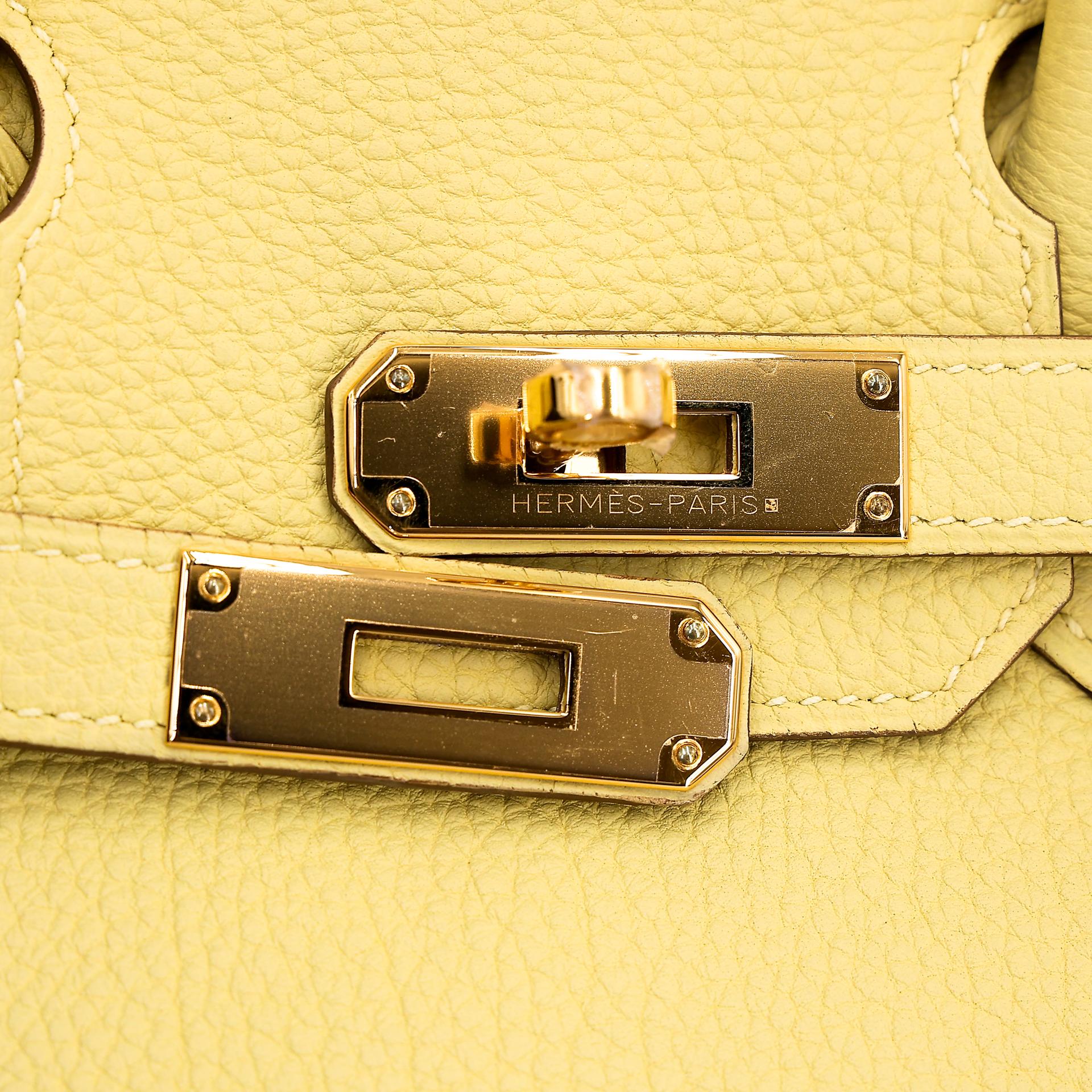 Excellent ( Rank SA ) HERMÈS Birkin 30 Jaune Poussin (1Z) Togo Gold hardware T (2015) - 8