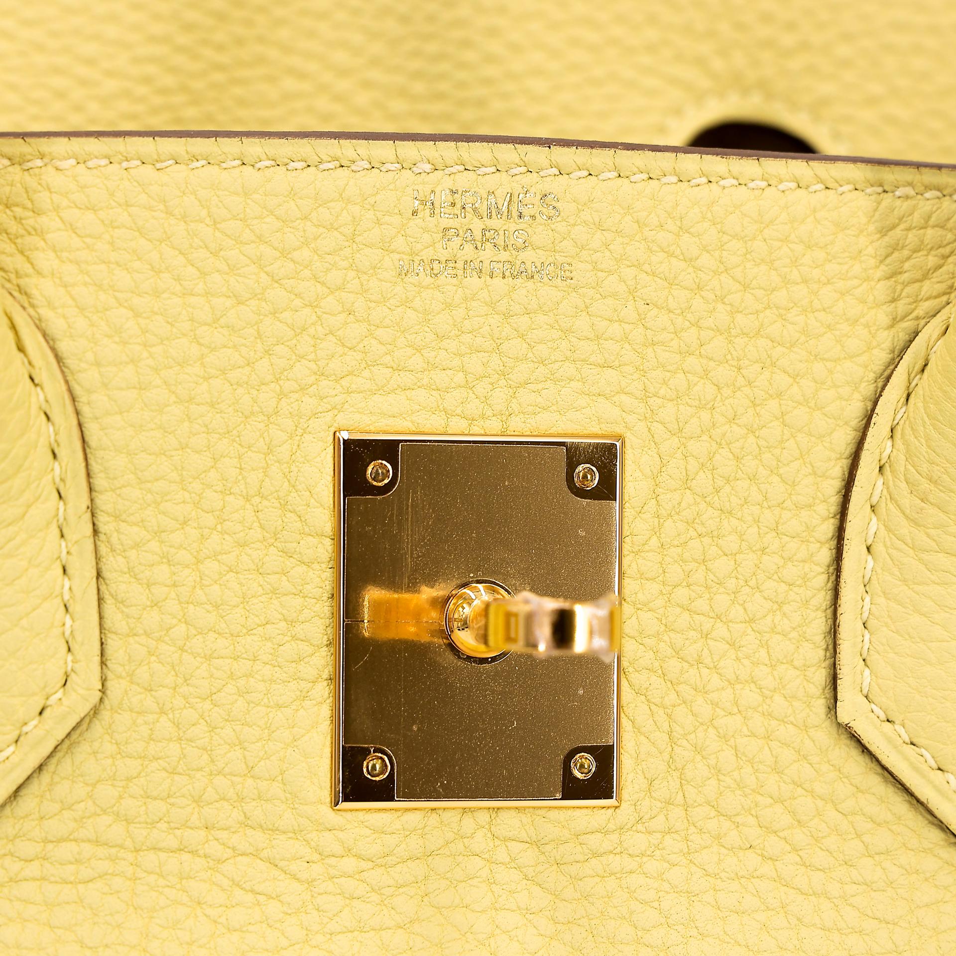 Excellent ( Rank SA ) HERMÈS Birkin 30 Jaune Poussin (1Z) Togo Gold hardware T (2015) - 9